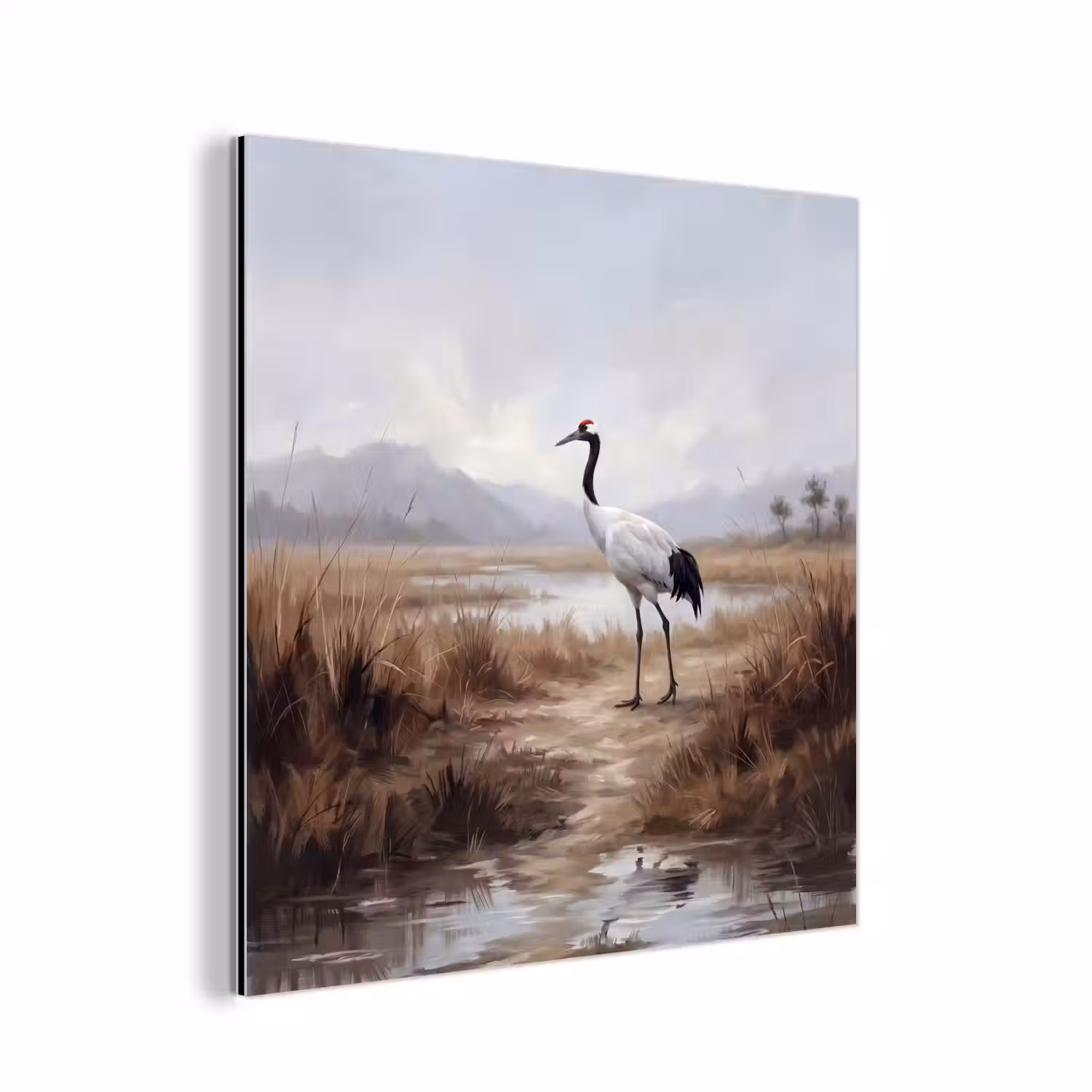 Kraanvogel - Natuur - Realistisch aluminium wit klein -3d
