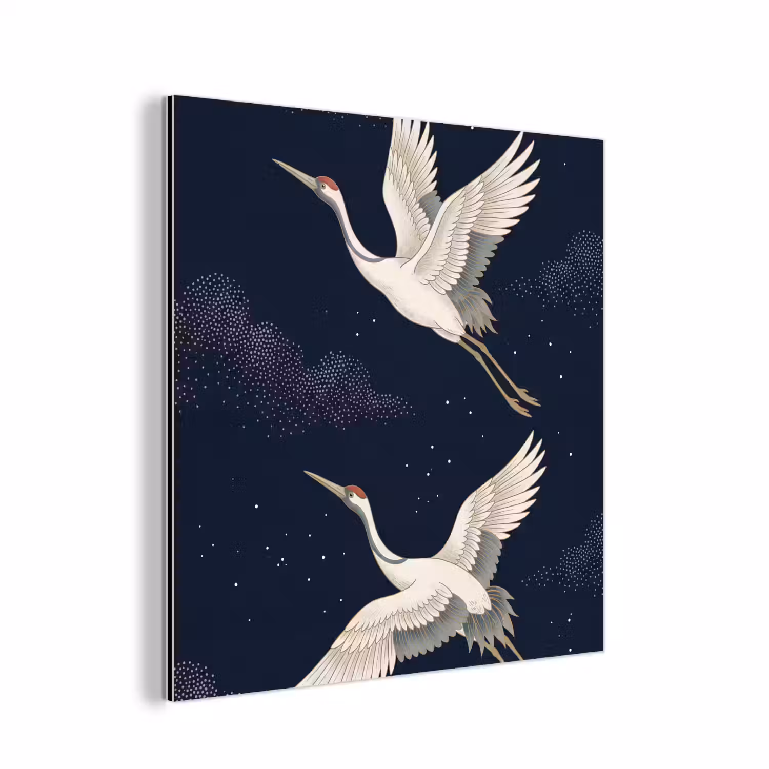 Kraanvogels - Nachthemel - Blauw aluminium wit klein -3d