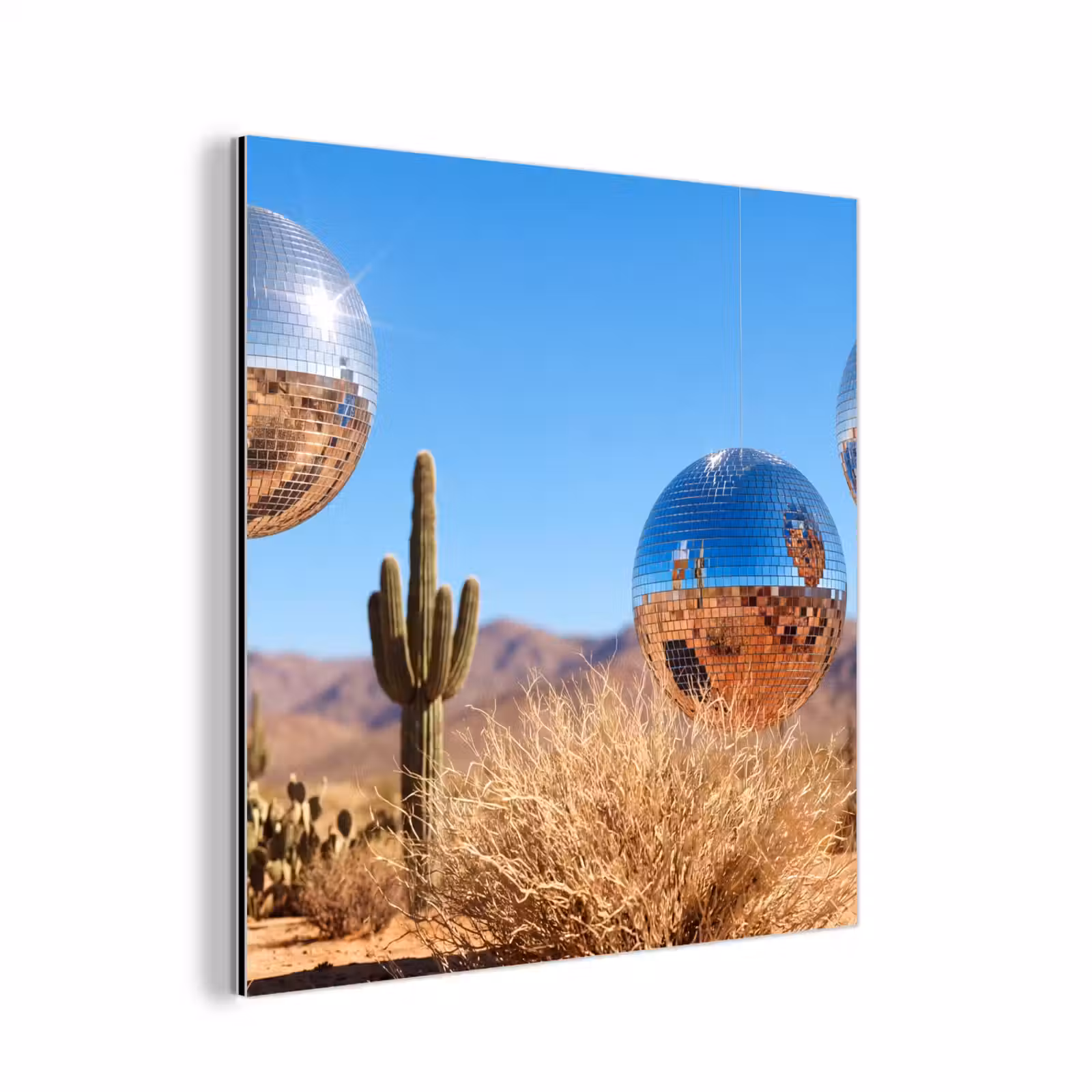 aluminium wall art - Desert - Mirror Ball - Art - Woestijn - Spiegelbal - Kunst aluminium wit klein