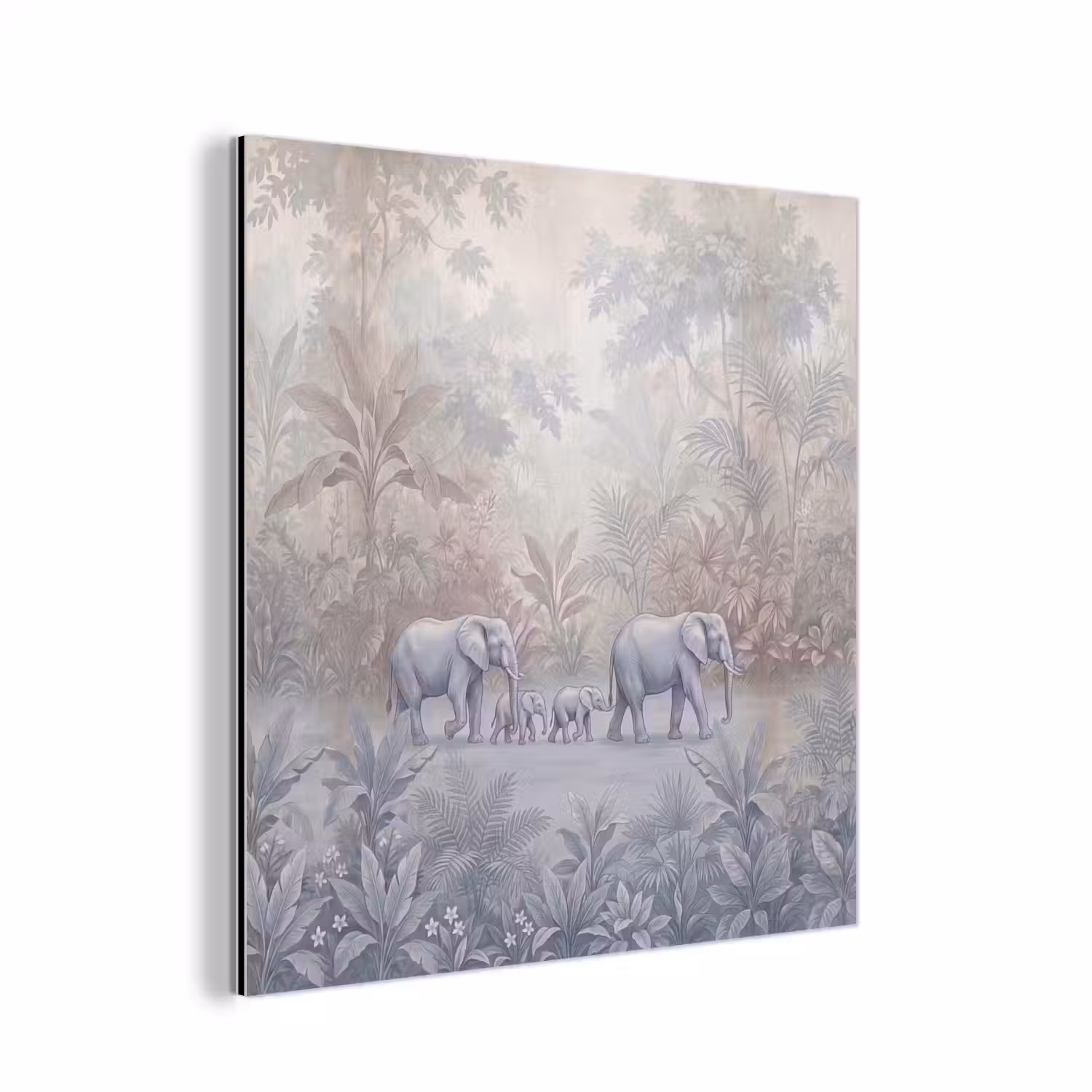 Olifant - Familie - Jungle - Illustratie - Grijs aluminium wit klein -3d