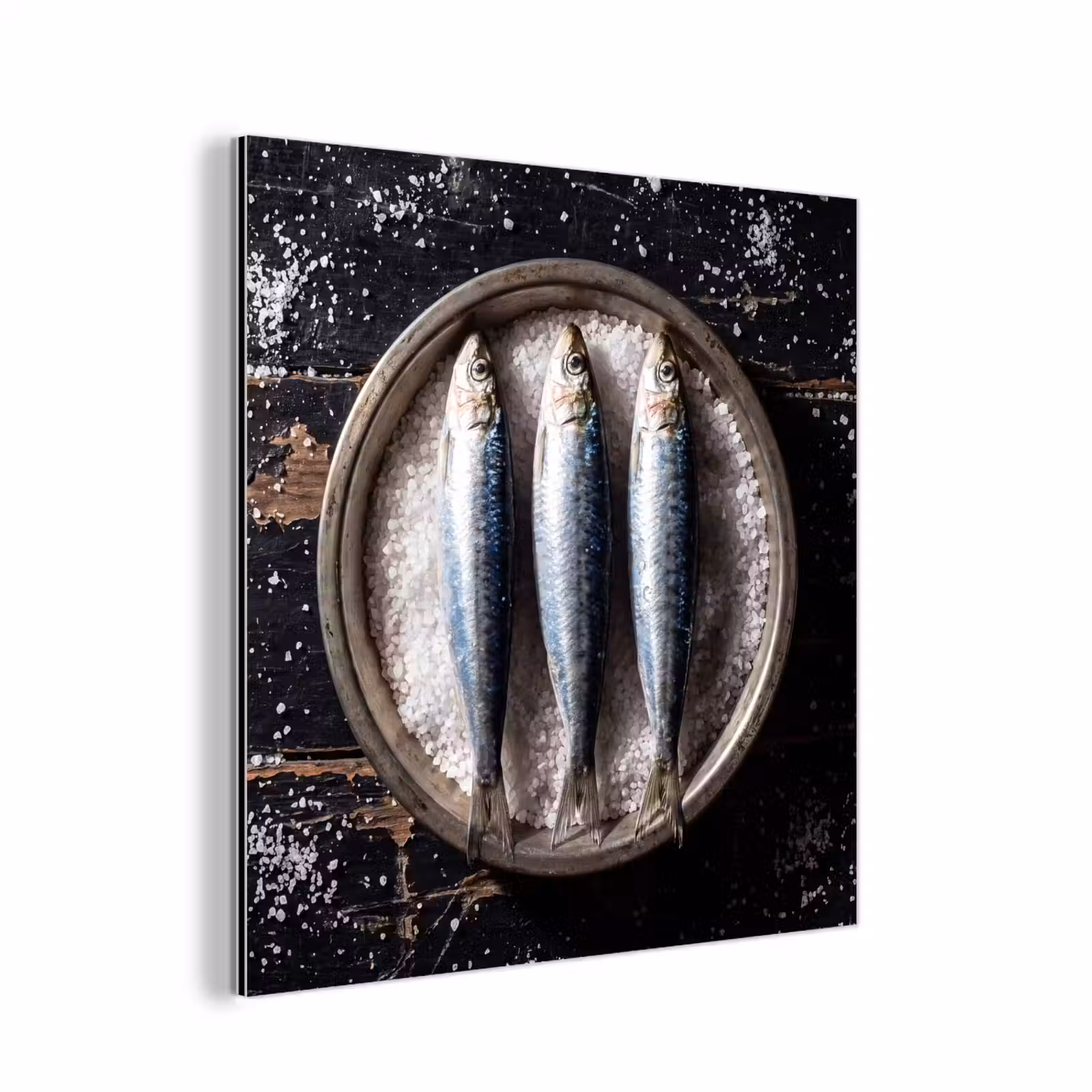 aluminium wall art - Fish - Salt - Food - Vis - Zout - Eten aluminium wit klein