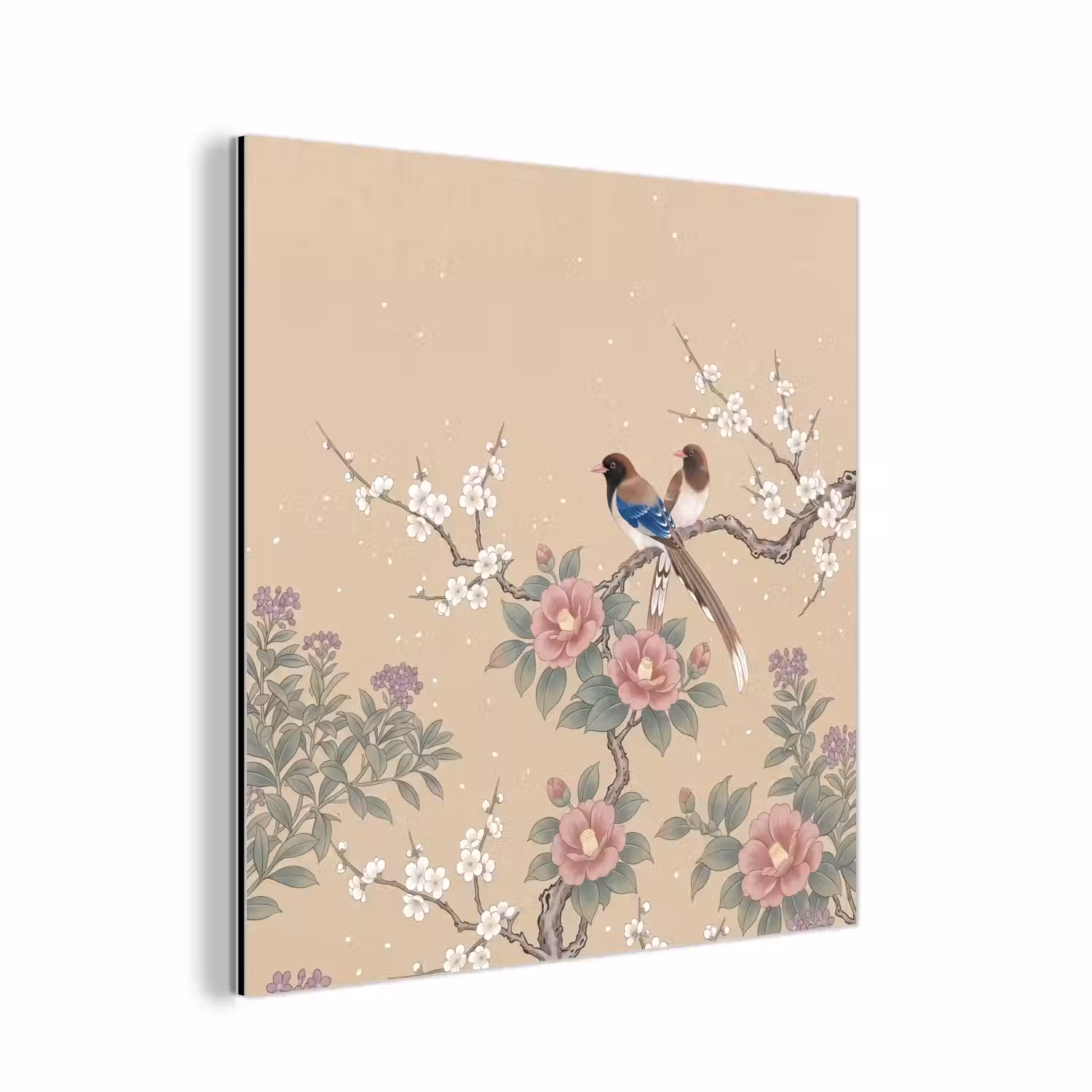 Bloemen - Vogels - Bloemen aluminium wit klein -3d