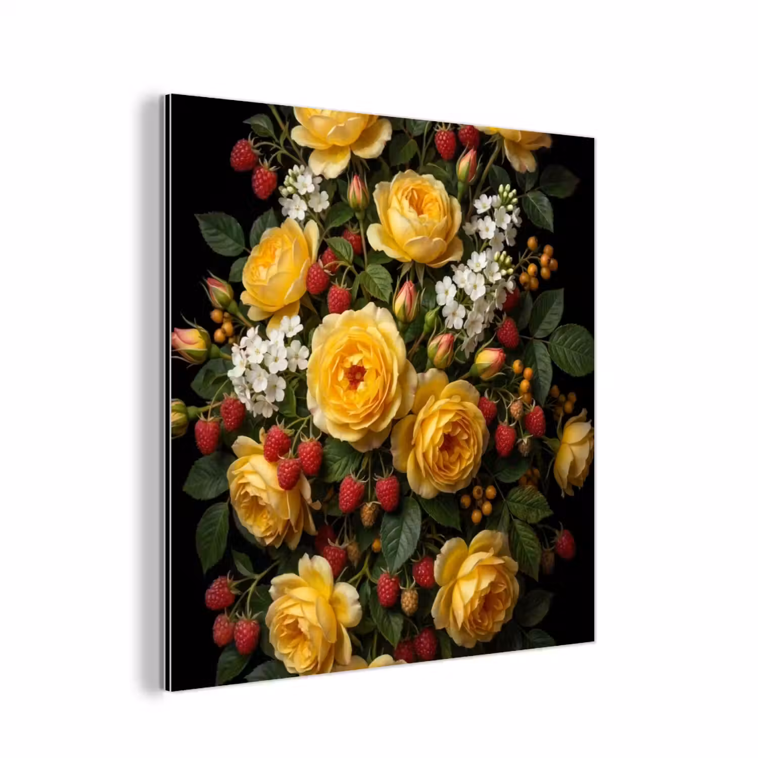 Bloemen - Boeket - Natuur - Klassiek - Geel aluminium wit klein -3d