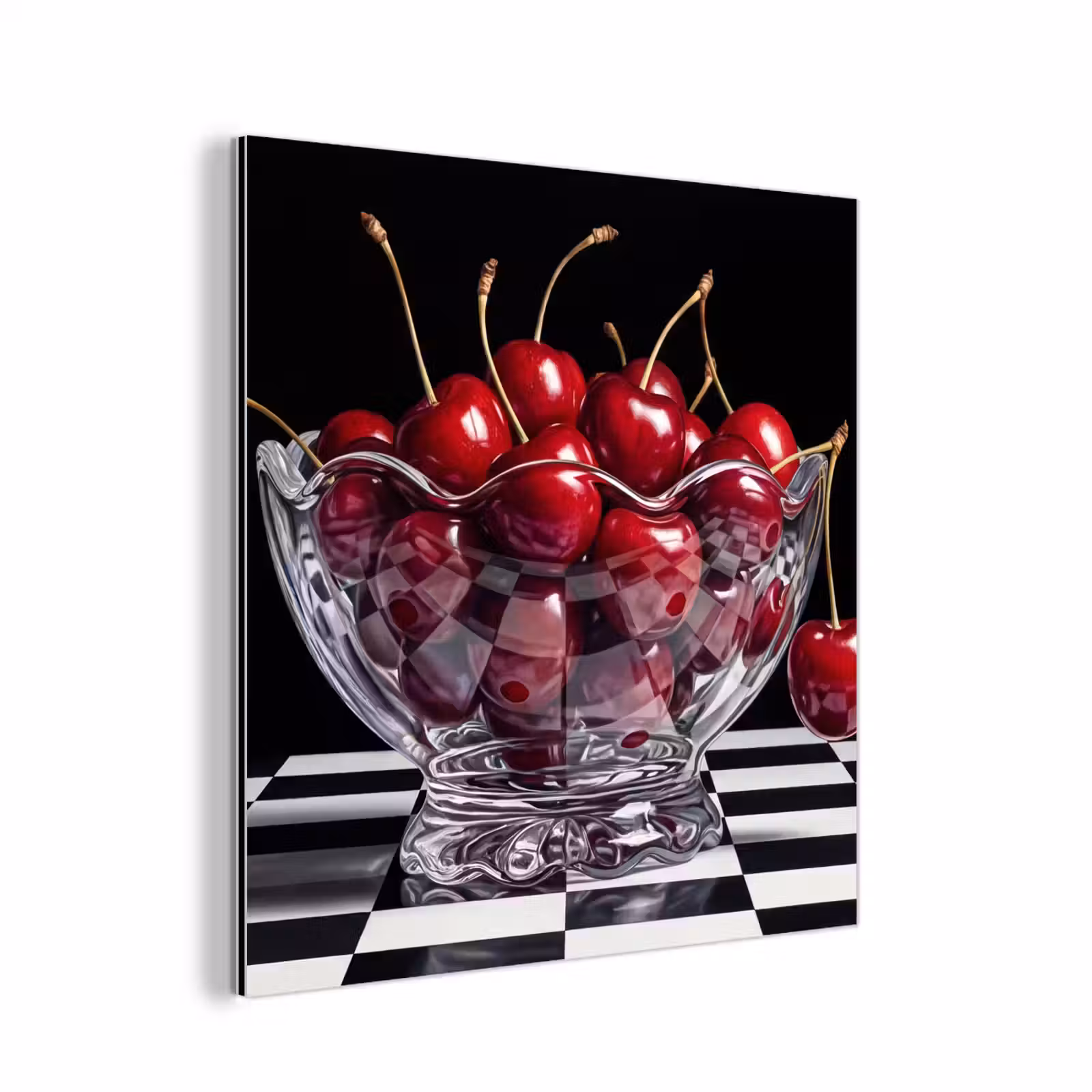 aluminium wall art - Food - Cherries - Red - Eten - Kersen - Rood aluminium wit klein