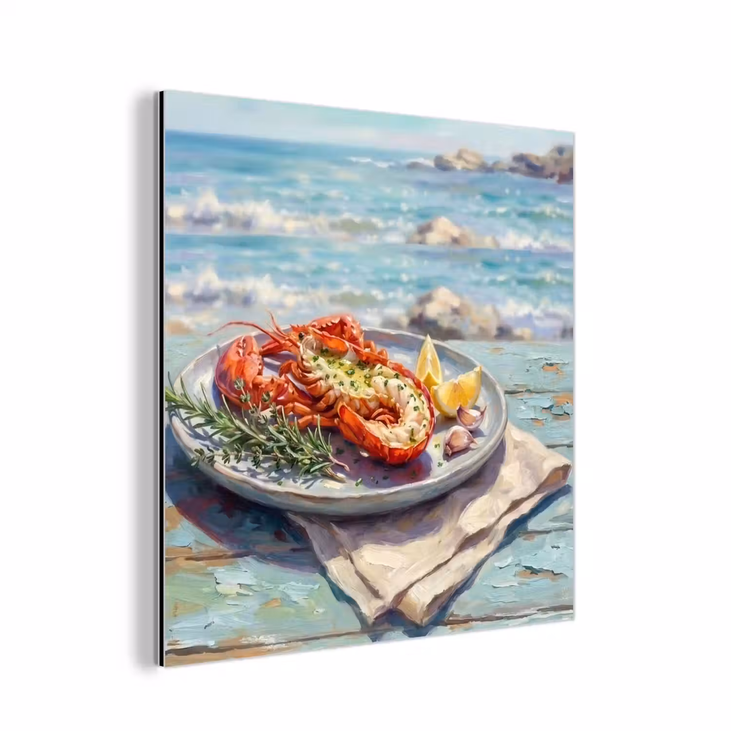 Eten - Zee - Kust - Modern - Blauw aluminium wit klein -3d