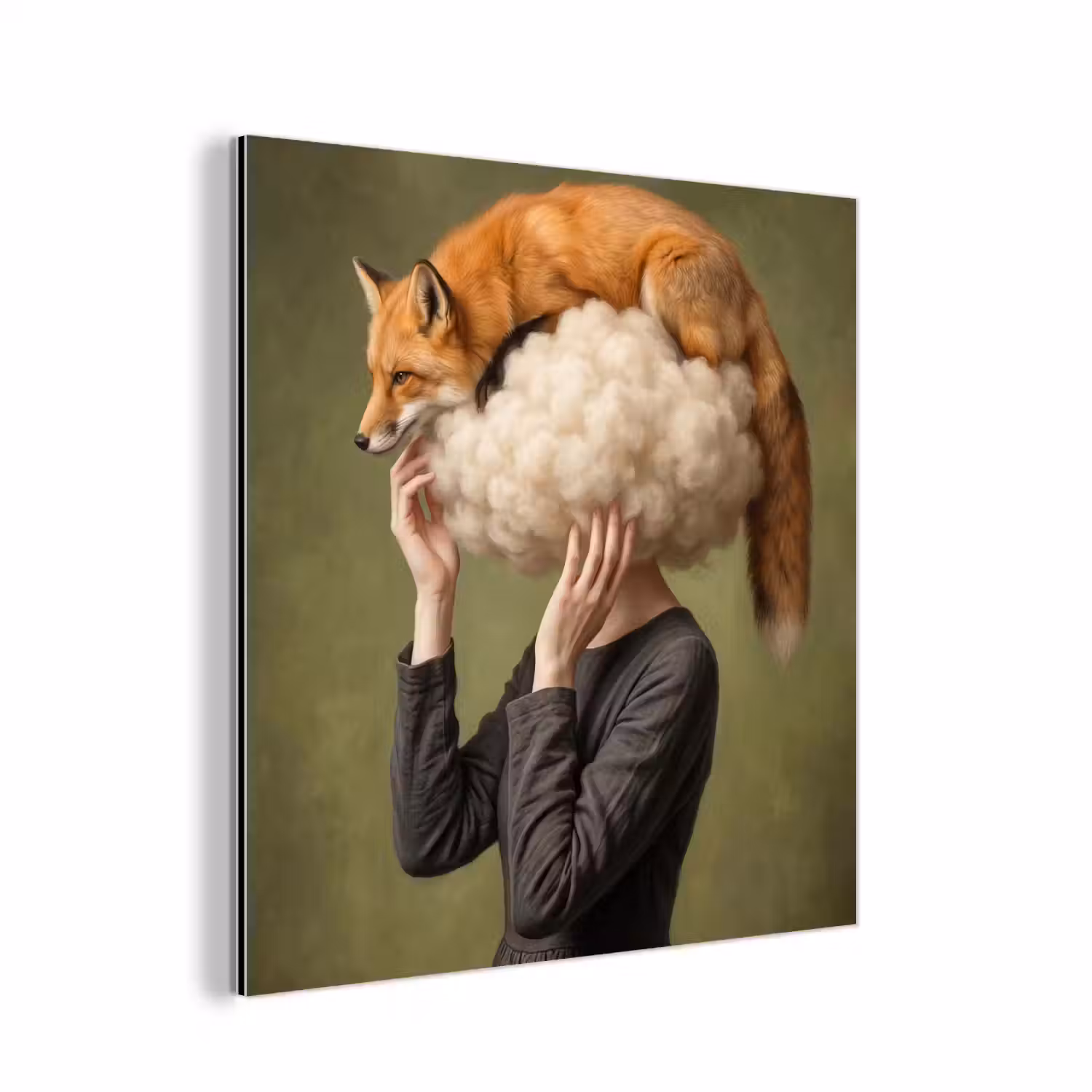 Vos - Surrealistisch - Groen aluminium wit klein -3d