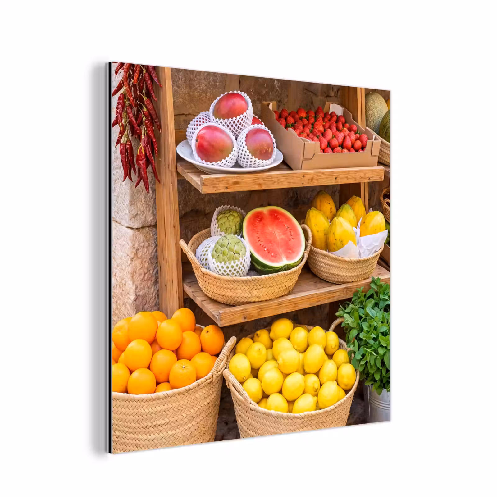 aluminium wall art - Fruit - Market - Fresh - Fruit - Markt - Vers aluminium wit klein