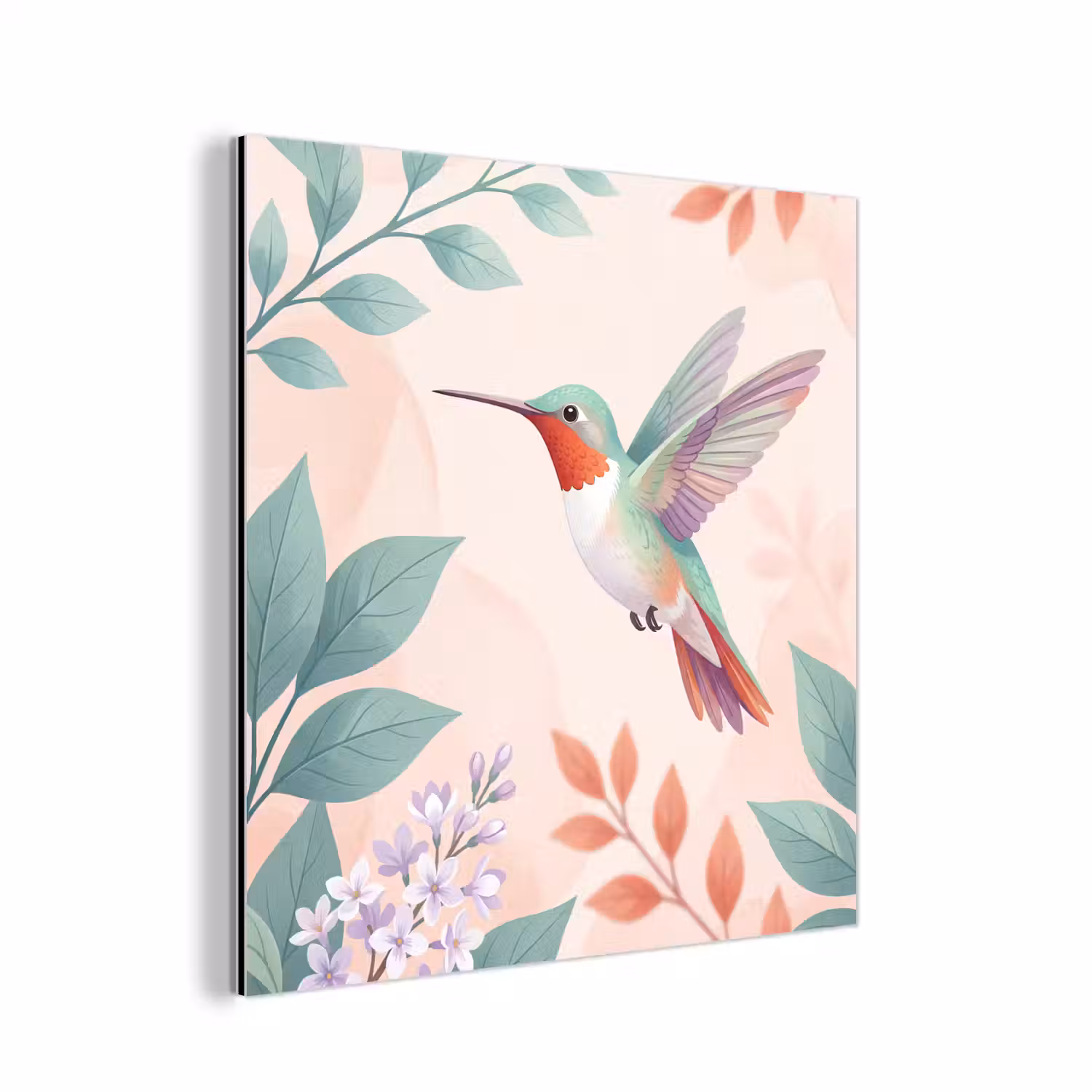 Kolibrie - Vliegen - Natuur - Illustratie - Kleurrijk aluminium wit klein -3d