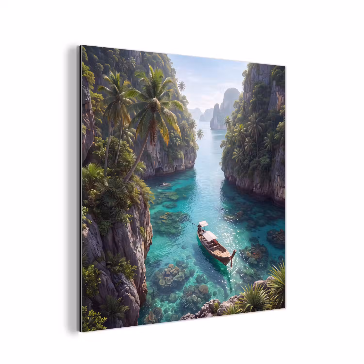 Eiland - Tropisch - Water - Palmbomen - Natuur aluminium wit klein -3d