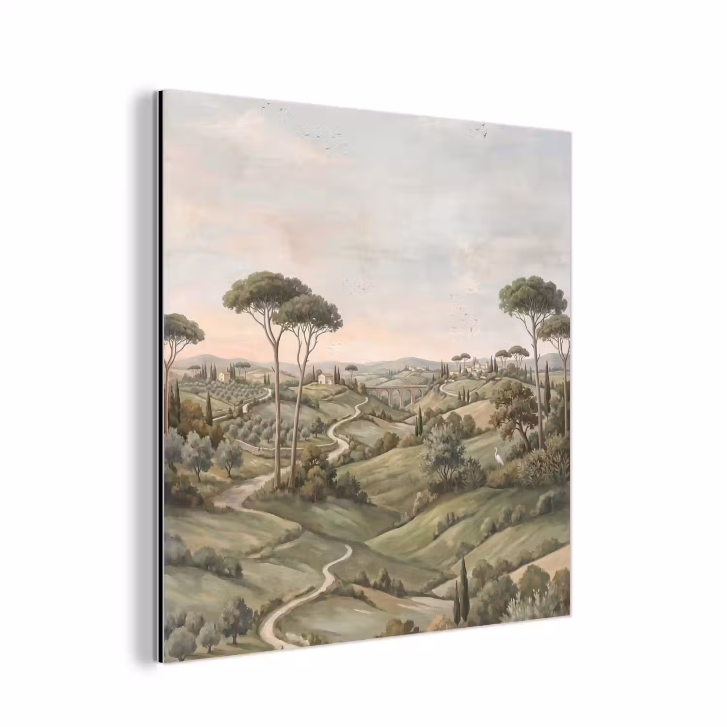Landschap - Heuvels - Zandpad - Groen aluminium wit klein -3d
