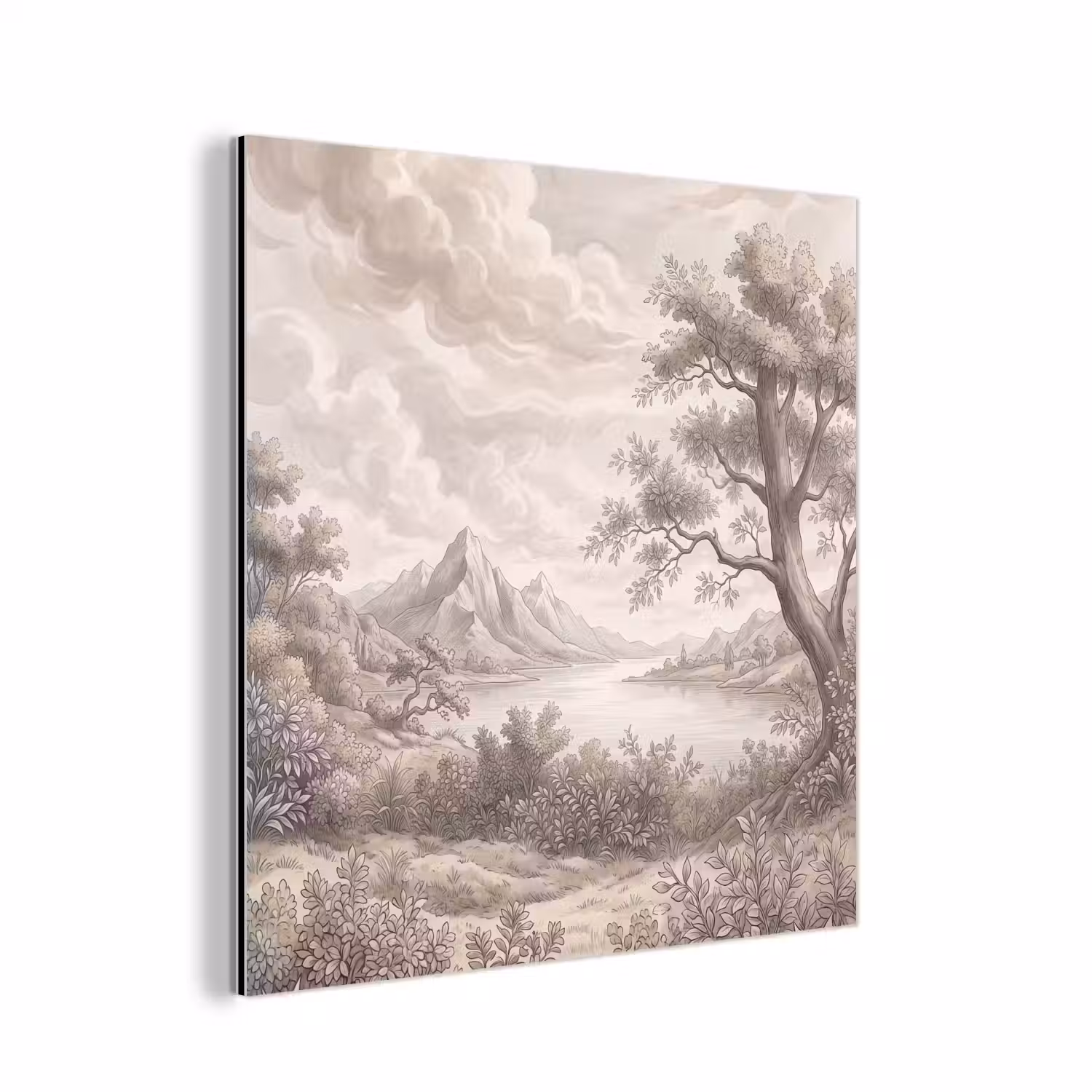 Landschap - Bergen - Meer - Natuur aluminium wit klein -3d
