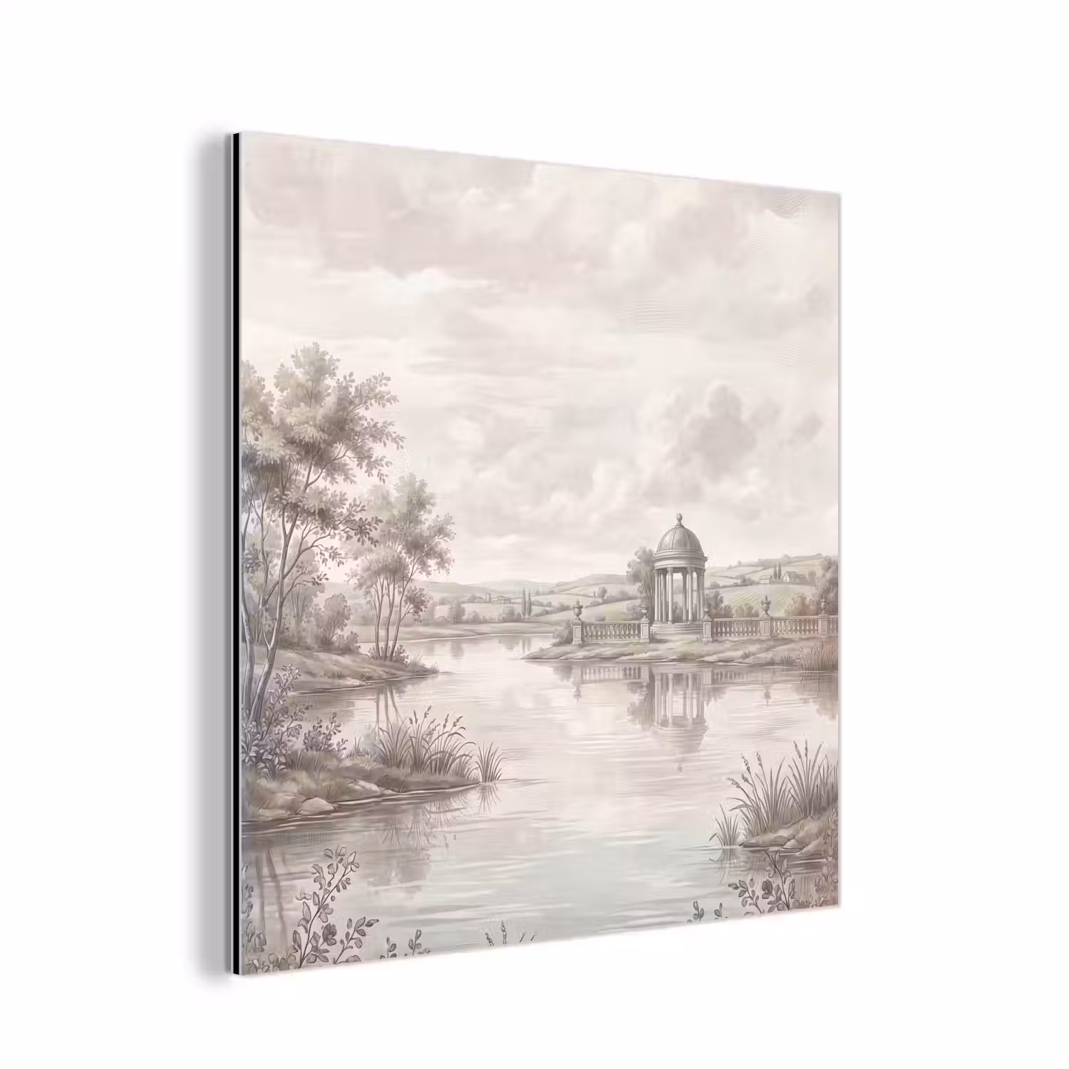Landschap - Water - Natuur - Sepia aluminium wit klein -3d