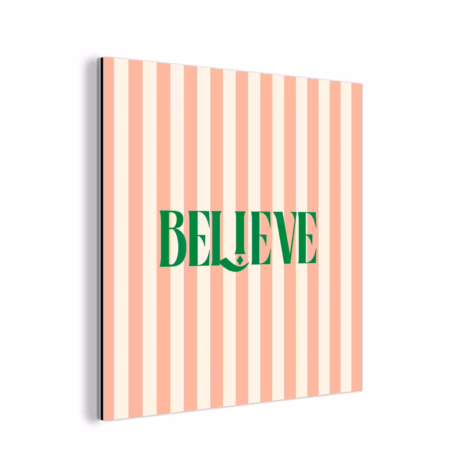 Zachtroze - Groen- Strepen - Believe aluminium wit klein -3d