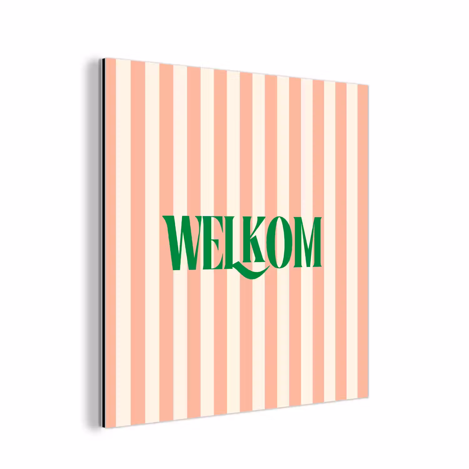 Zachtroze - Groen - Strepen - Welkom aluminium wit klein -3d