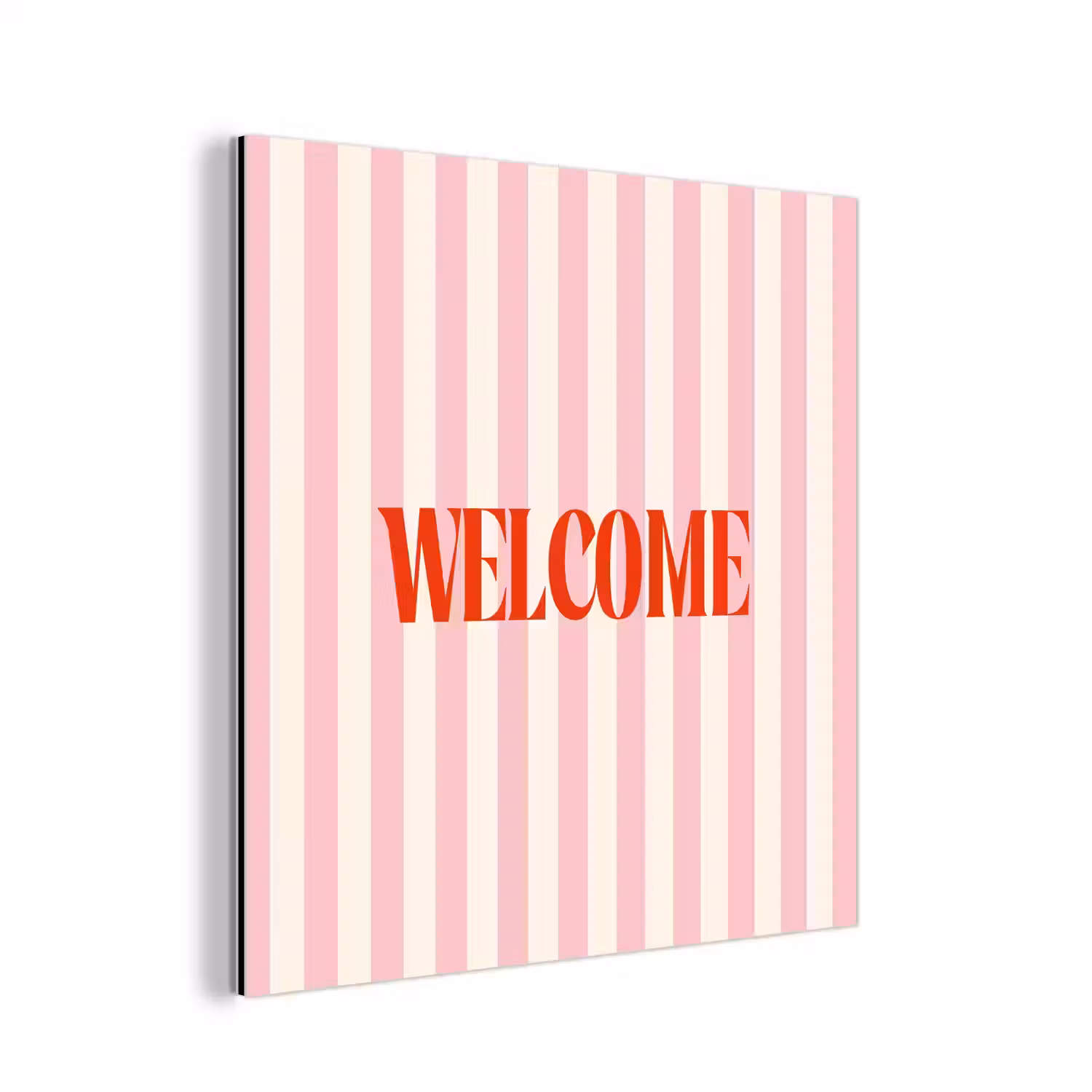Zachtroze - Rood - Strepen - Welcome aluminium wit klein -3d