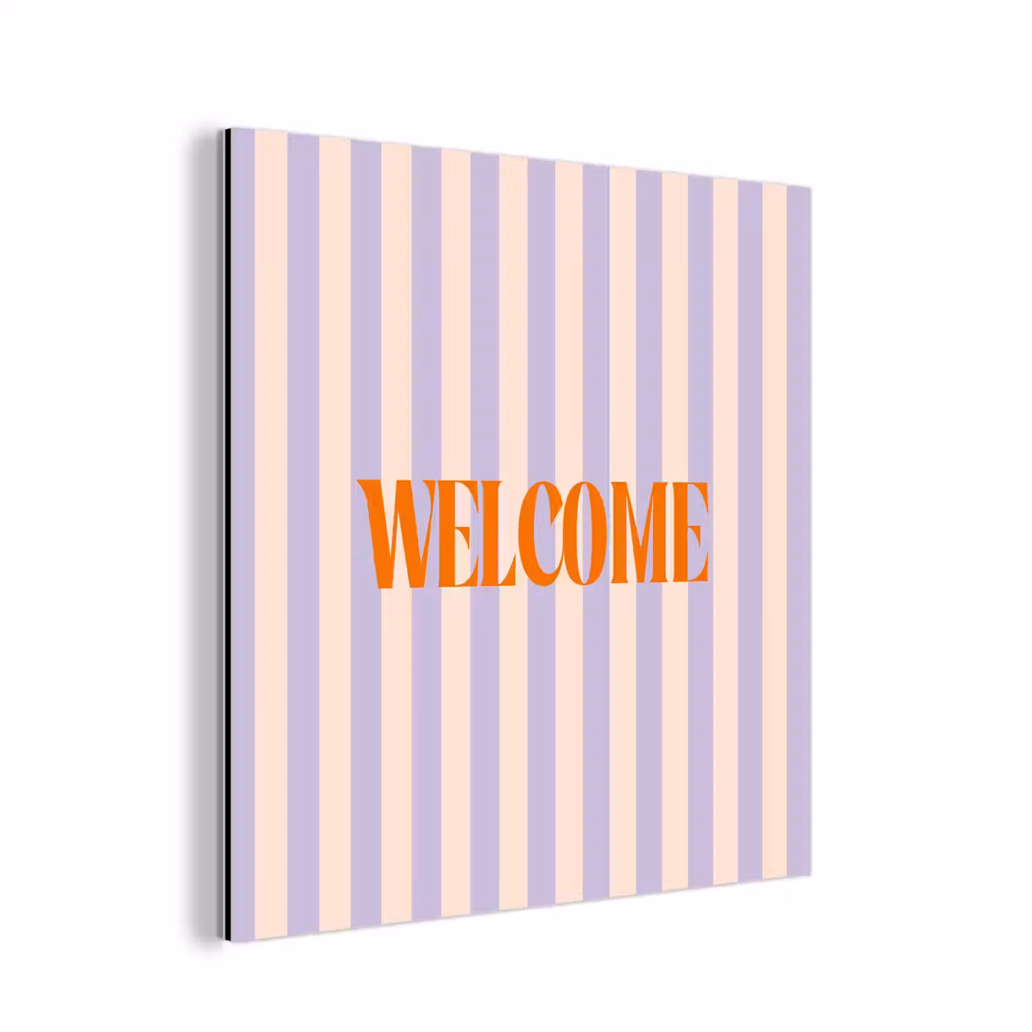 Lila - Oranje - Strepen - Welcome aluminium wit klein -3d