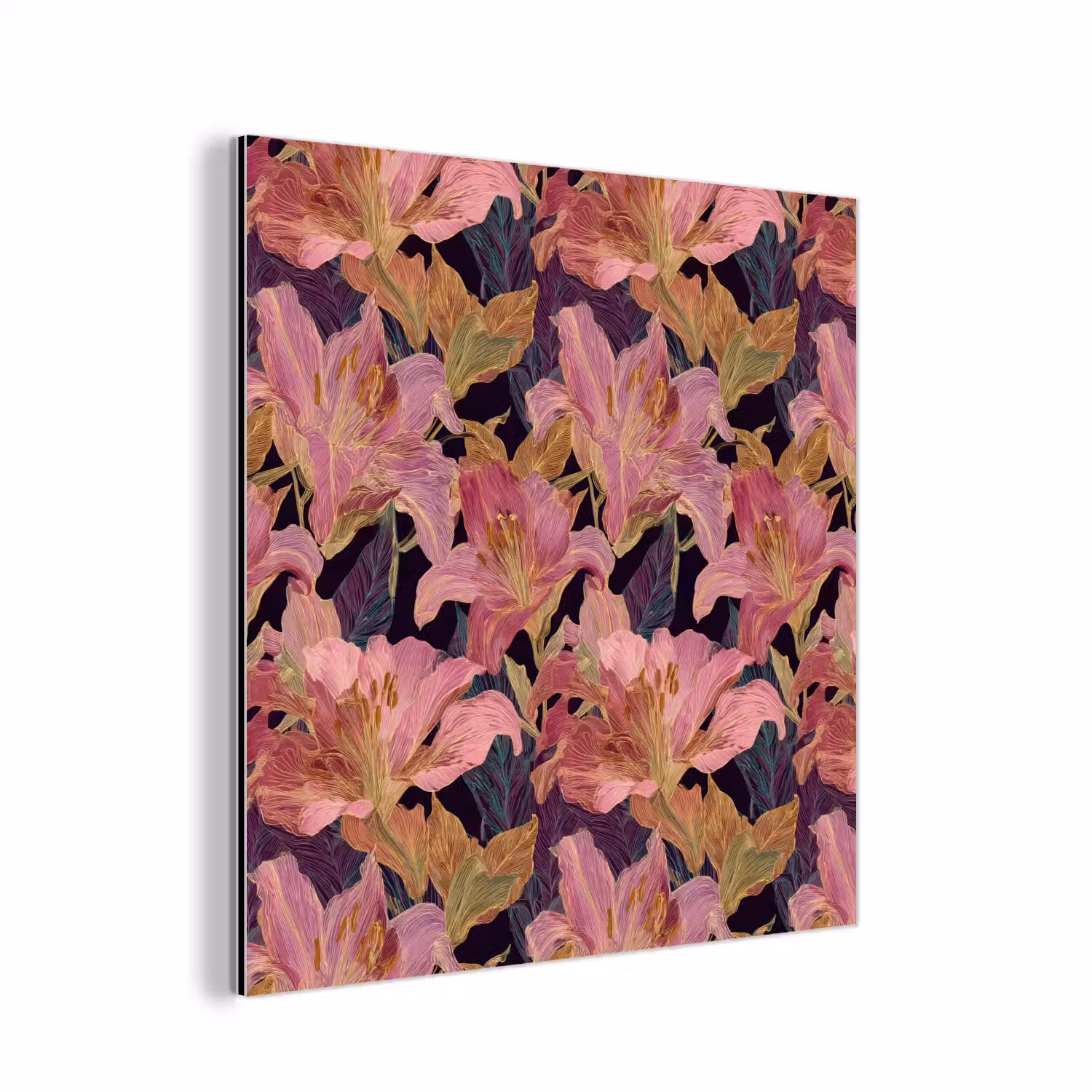Lelies - Patroon - Roze - Goud aluminium wit klein 46 -3d