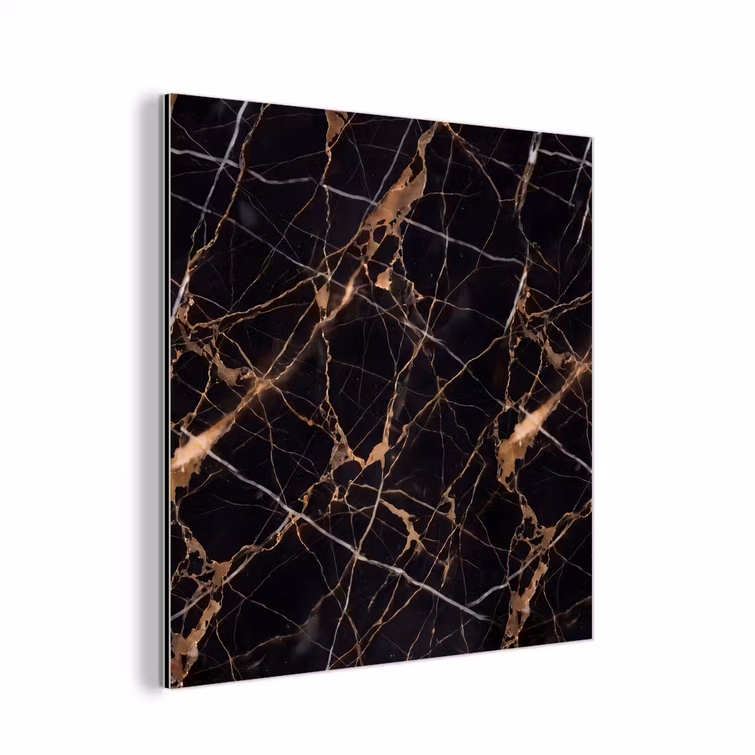 Marmer - Goud - Abstract - Zwart aluminium wit klein -3d