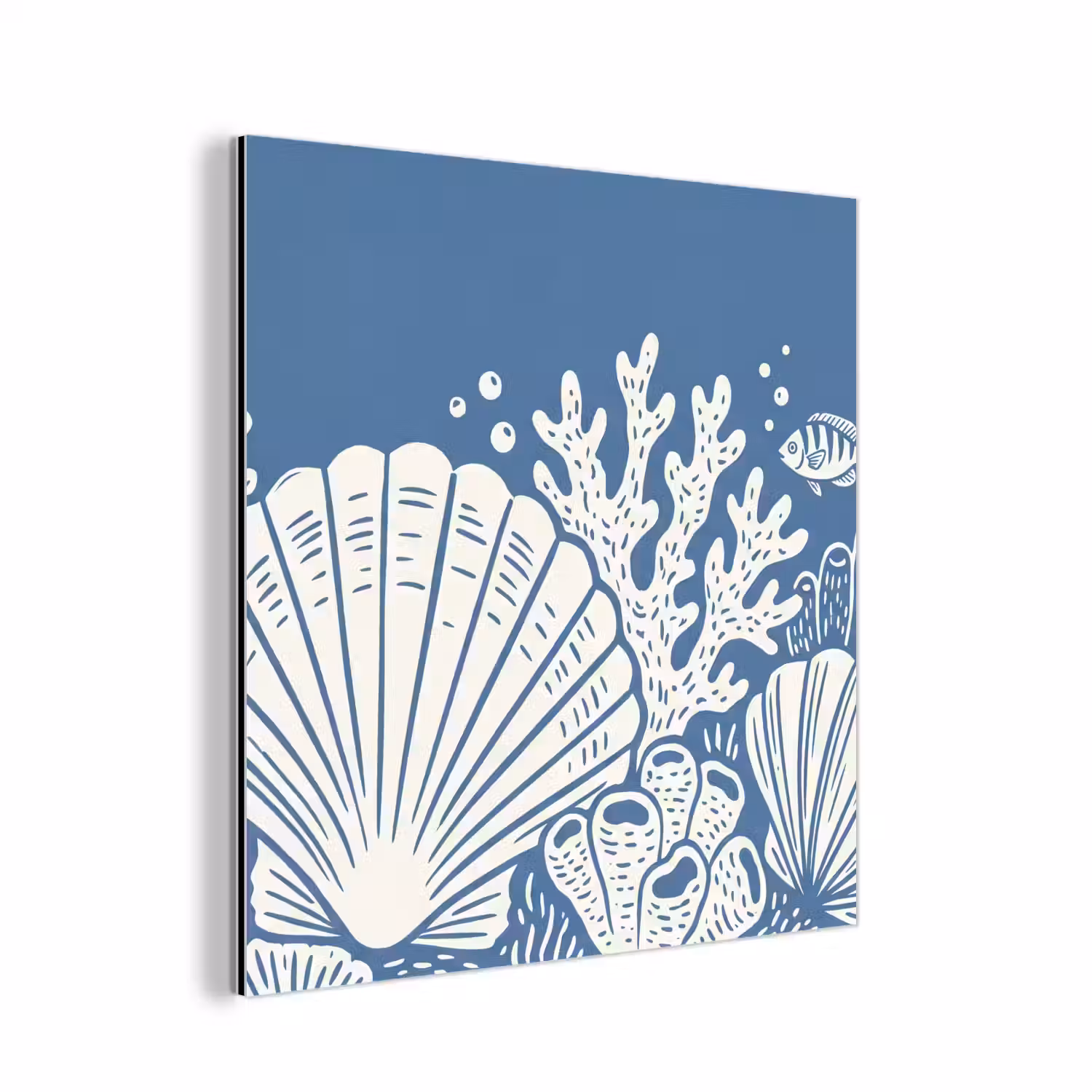 Zeeleven - Koraal - Schelp - Vis - Illustratie - Onderwater aluminium wit klein -3d