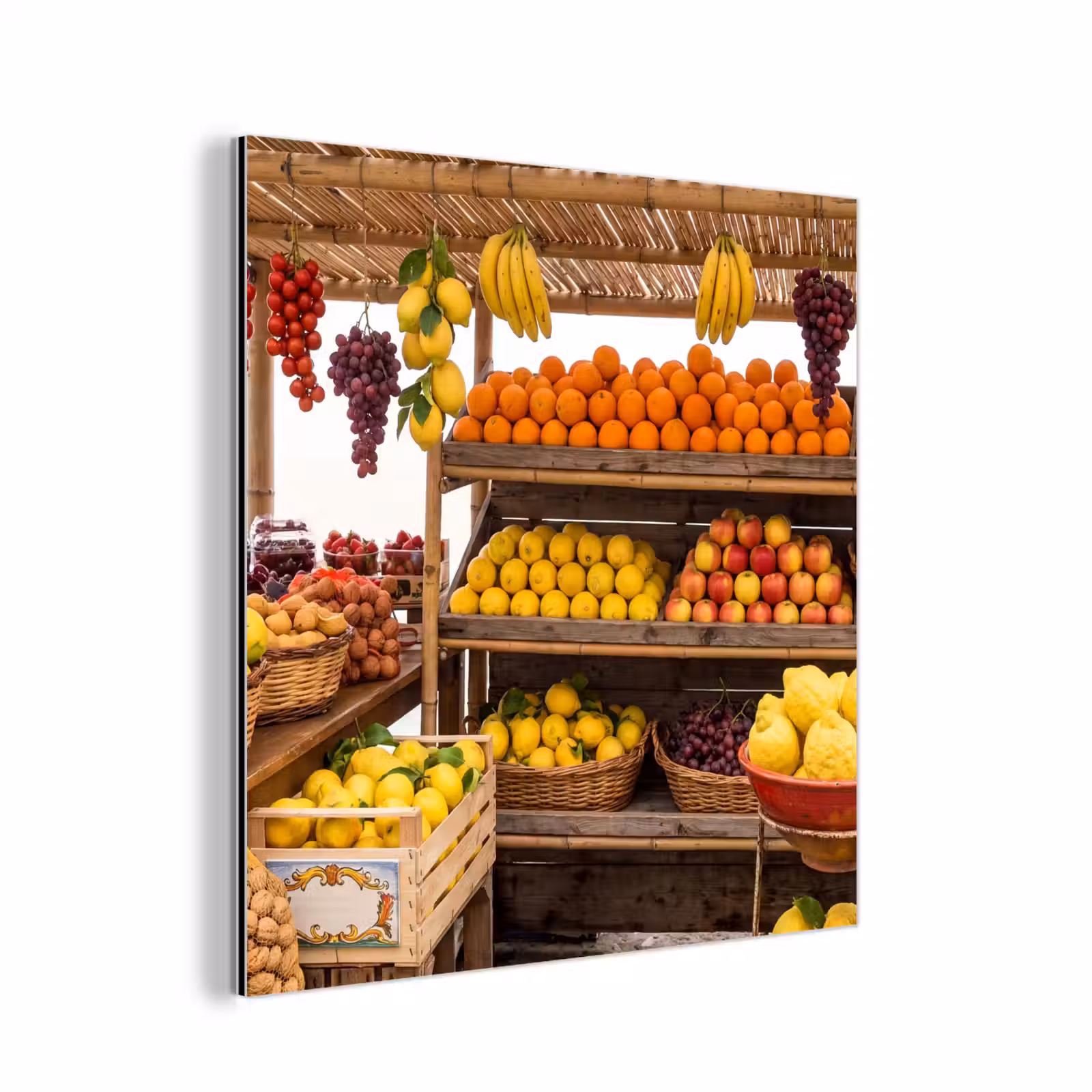 aluminium wall art - Market Stall - Fruit - Fresh - Marktkraam - Fruit - Vers aluminium wit klein