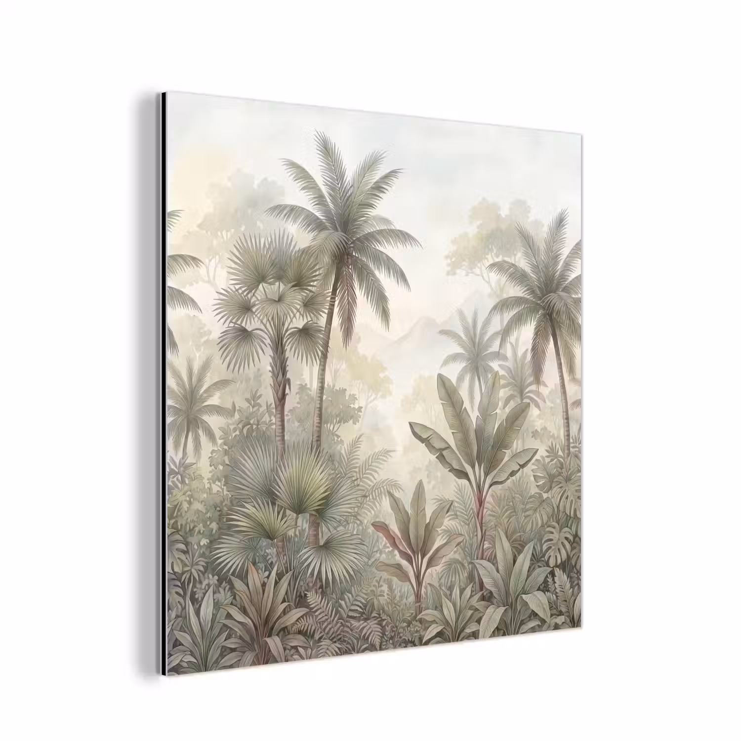 Natuur - Tropisch bos - Landschap - Aquarel - Groen aluminium wit klein -3d