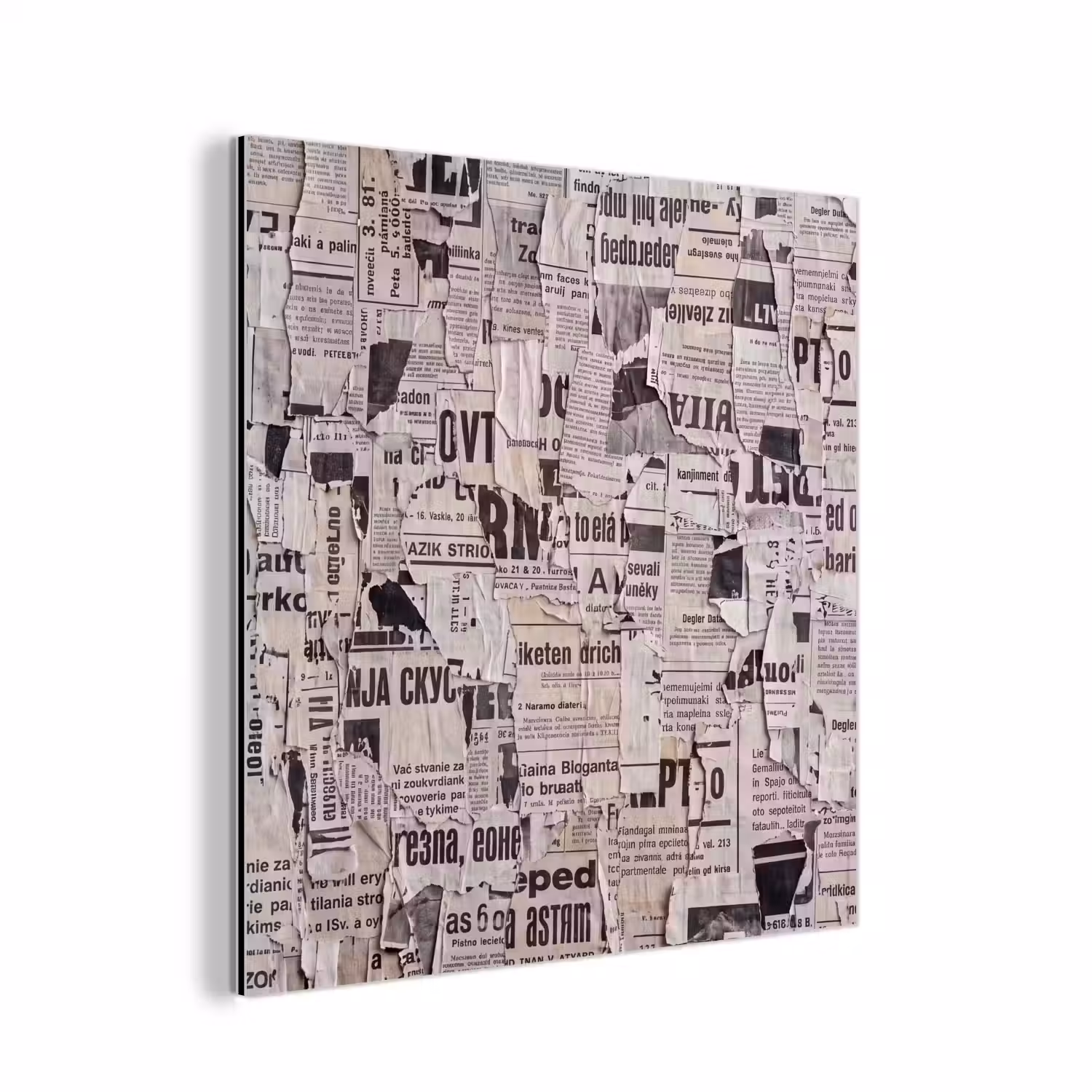 Krant - Gescheurd - Textuur - Abstract - Zwart-wit aluminium wit klein -3d