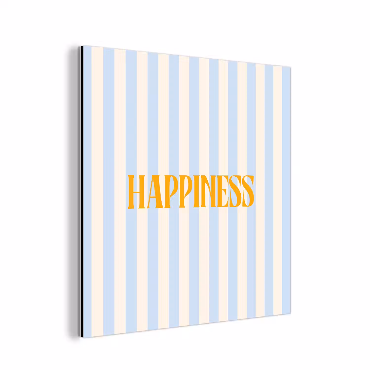 Oranje - Blauw - Strepen - Happiness aluminium wit klein -3d
