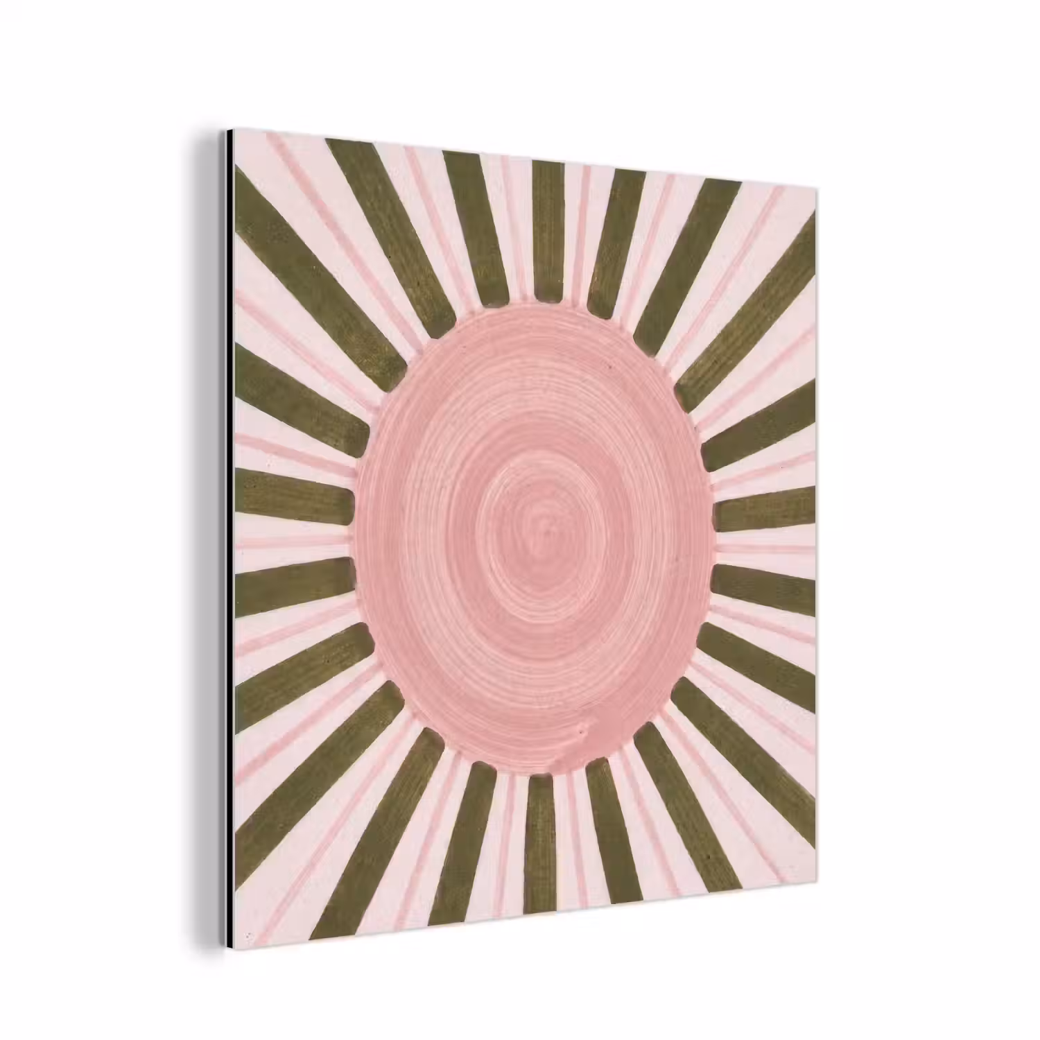 Patroon - Cirkel - Stralen - Abstract - Roze aluminium wit klein -3d