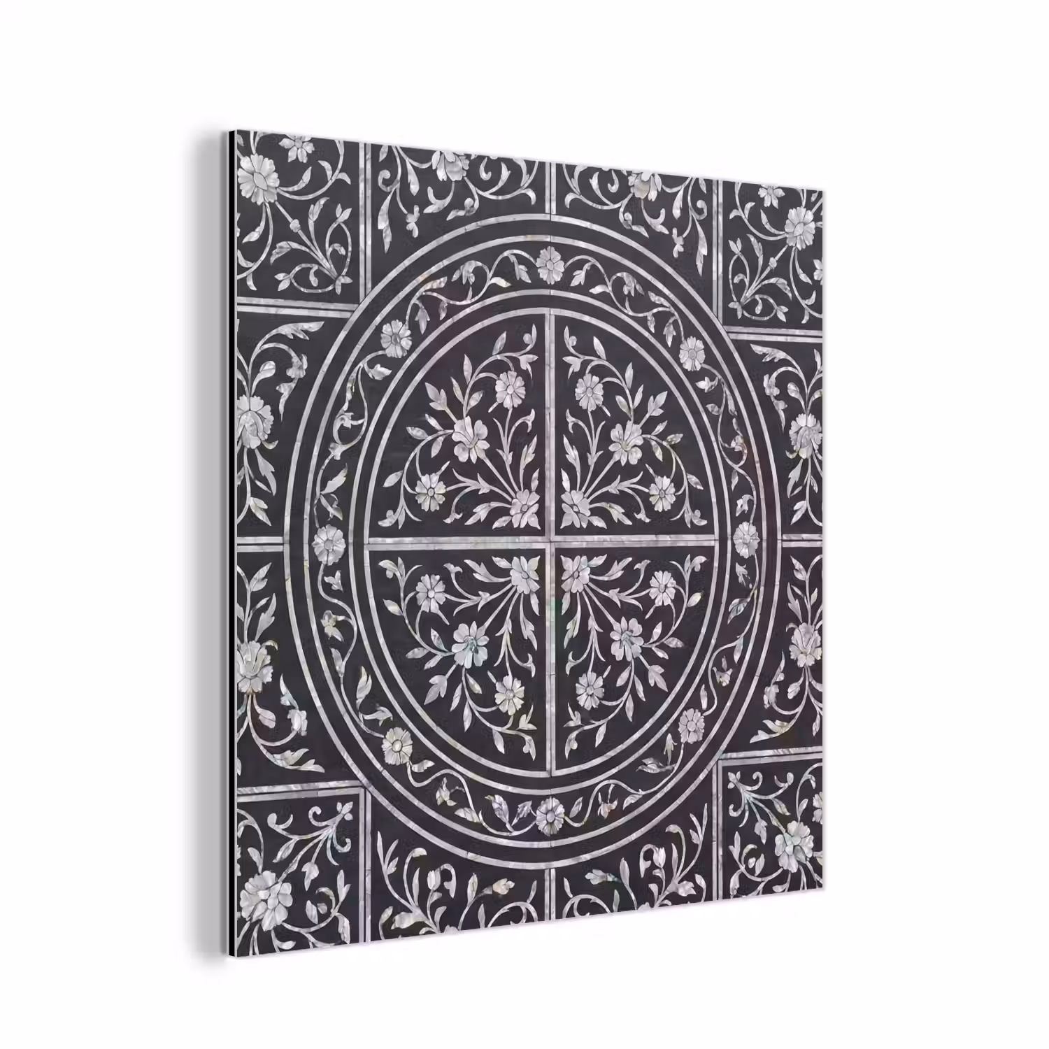 Patroon - Bloemmotief - Decoratie - Klassiek - Zwart aluminium wit klein -3d