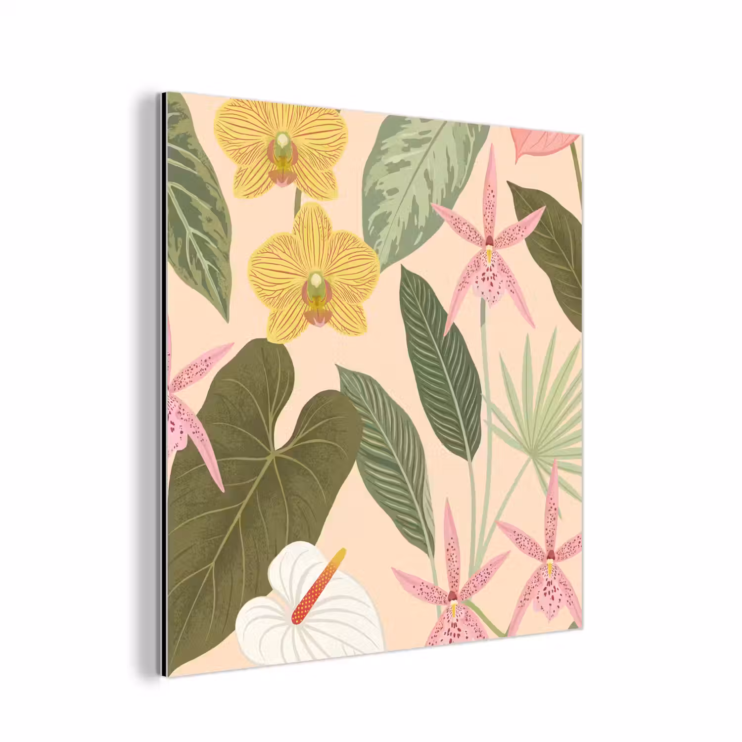 Patroon - Bloemen - Kleurrijk aluminium wit klein -3d