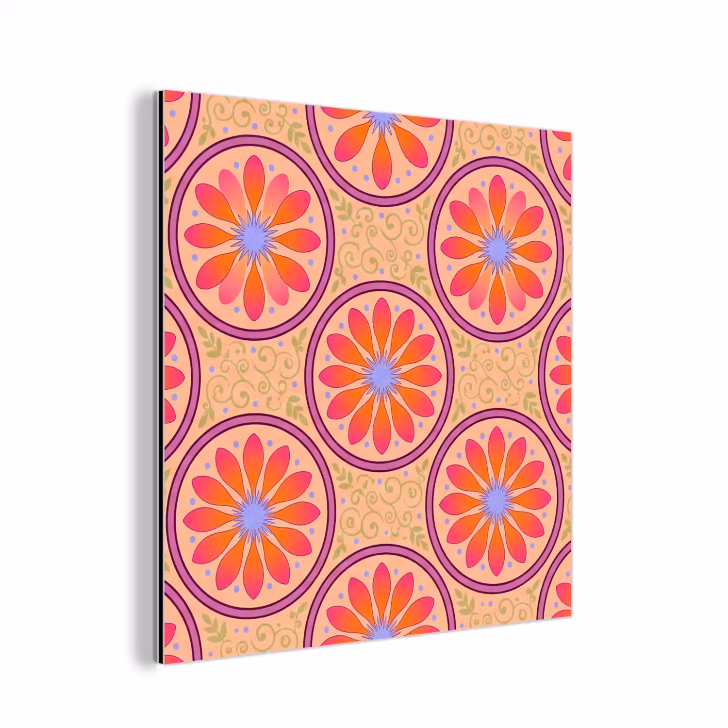 Patroon - Bloemen - Decoratief - Kleurrijk - Modern aluminium wit klein -3d