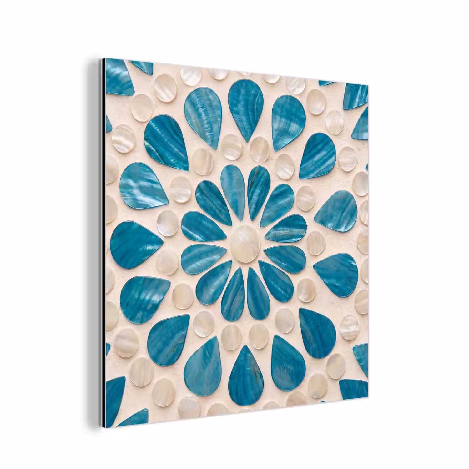 Patroon - Mozaïek - Schelpen - Abstract - Turquoise aluminium wit klein -3d