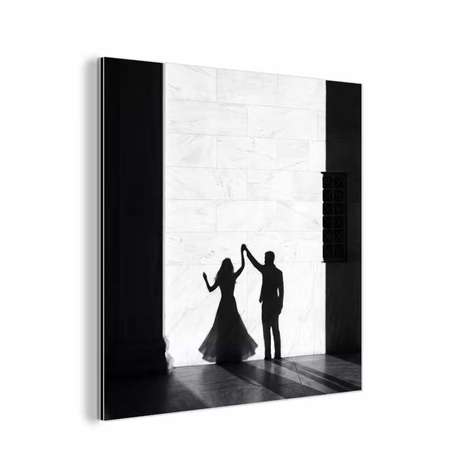 Mensen - Schaduw - Dans - Zwart-wit - Liefde aluminium wit klein -3d
