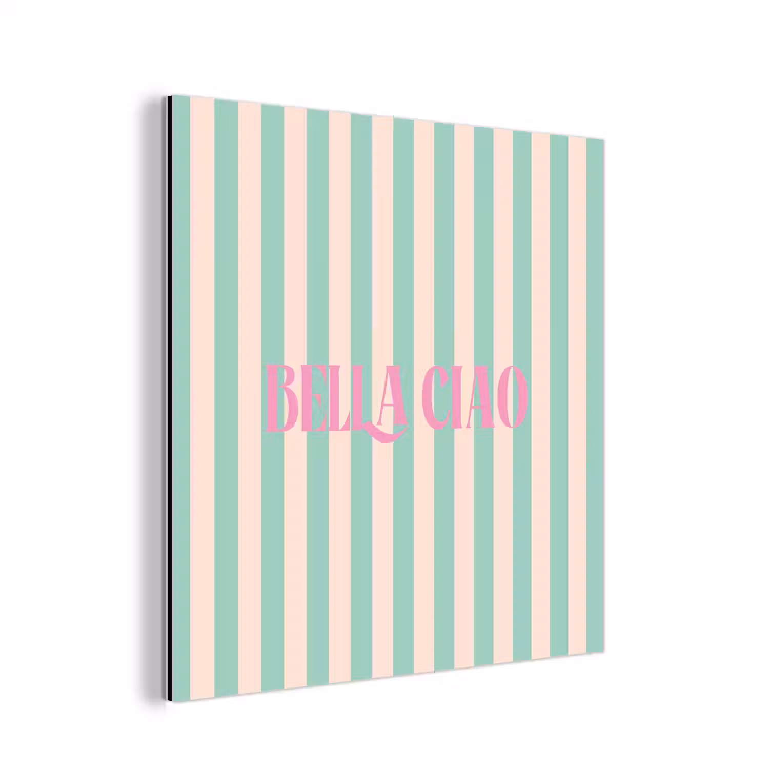 Roze - Groen - Strepen - Bella ciao aluminium wit klein -3d