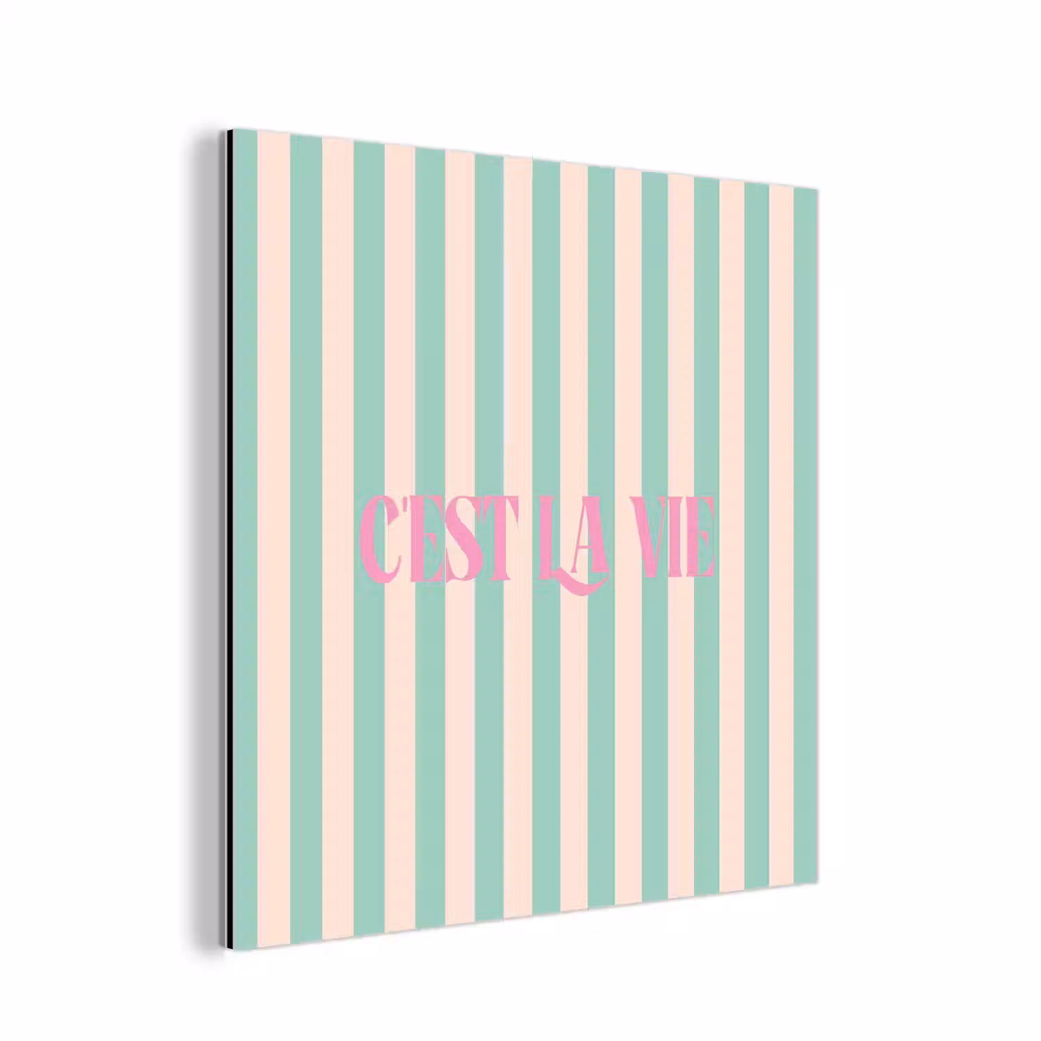 Roze - Groen - Strepen - C'est la vie aluminium wit klein -3d