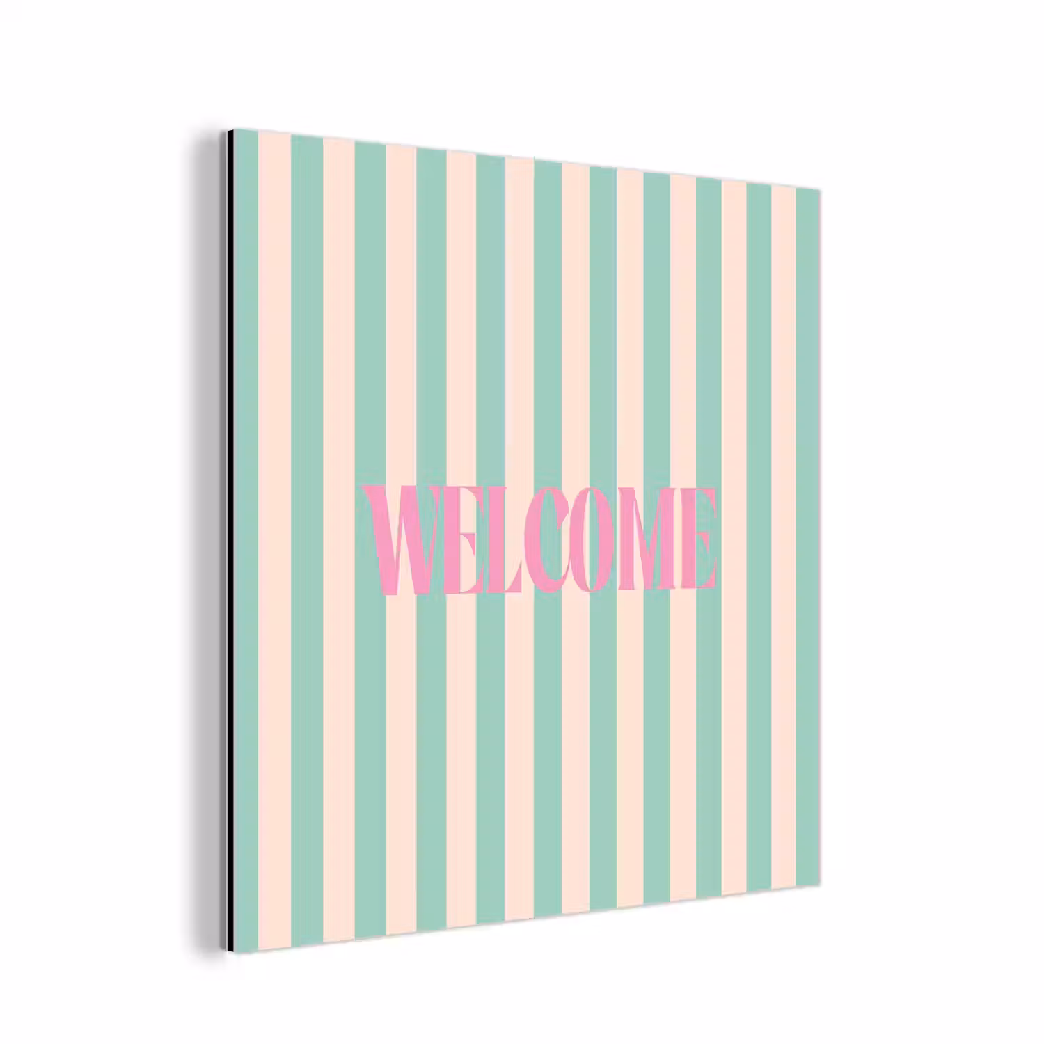 Roze - Groen - Strepen - Welcome aluminium wit klein -3d