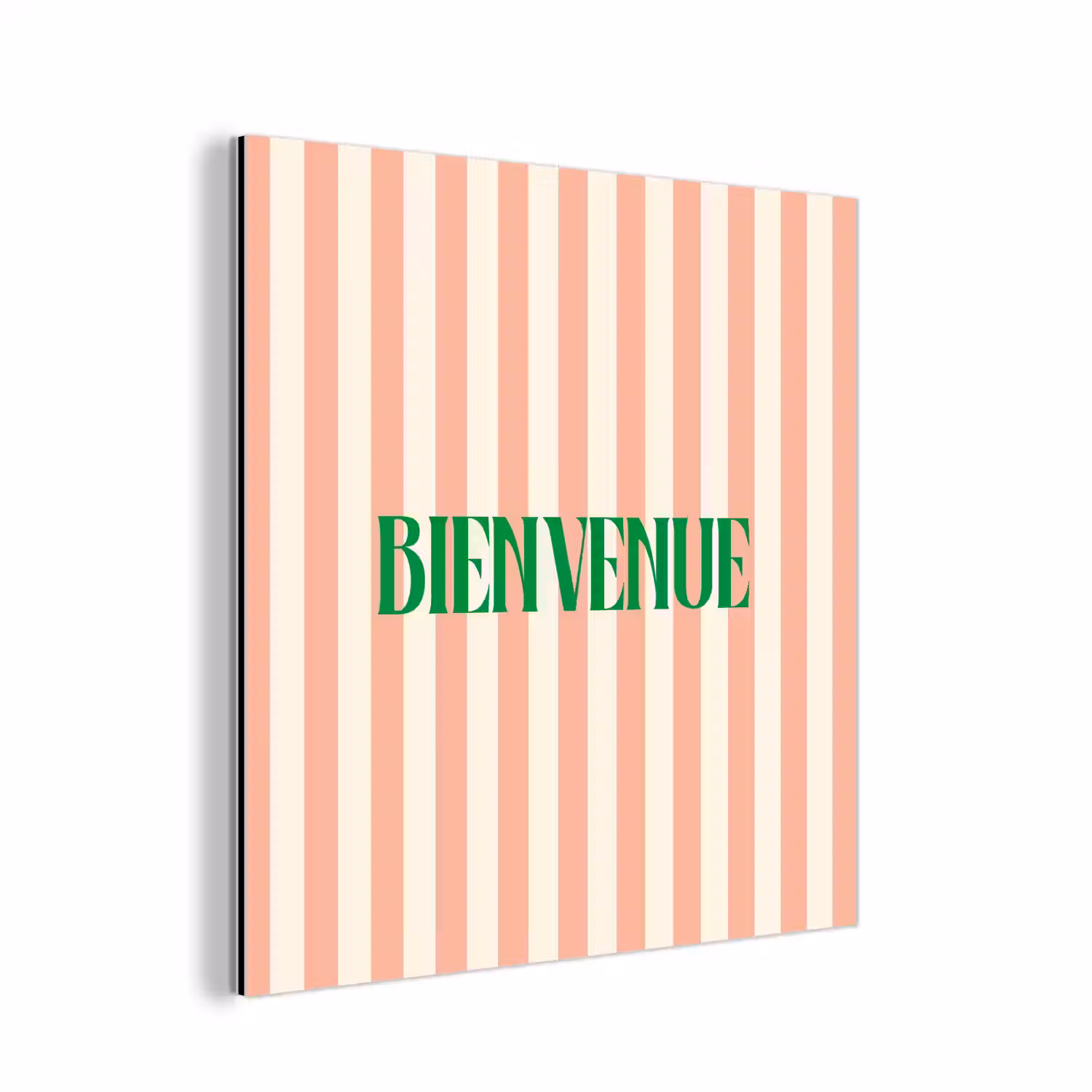 Zachtroze - Groen- Strepen - Bienvenue aluminium wit klein -3d