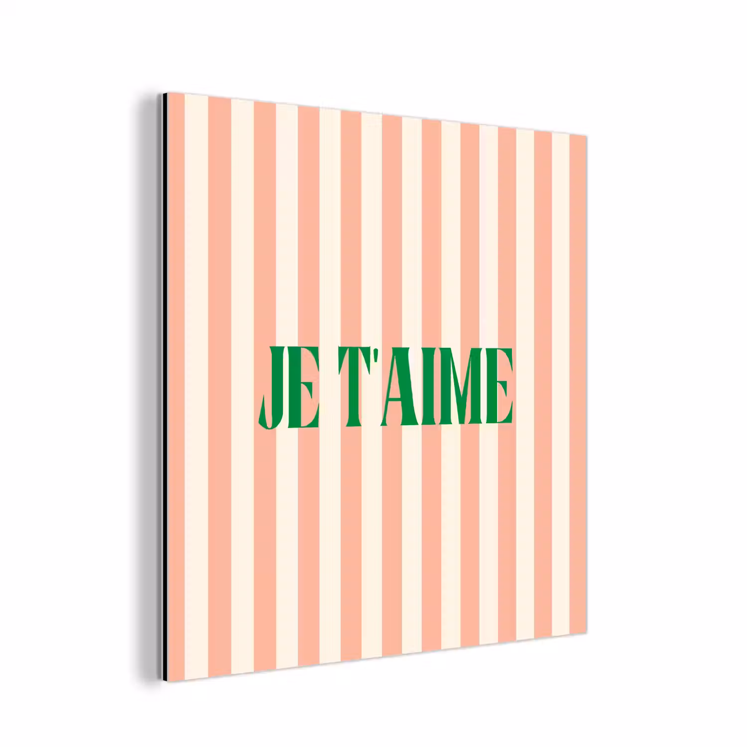 Zachtroze - Groen - Strepen - Je t'aime aluminium wit klein -3d