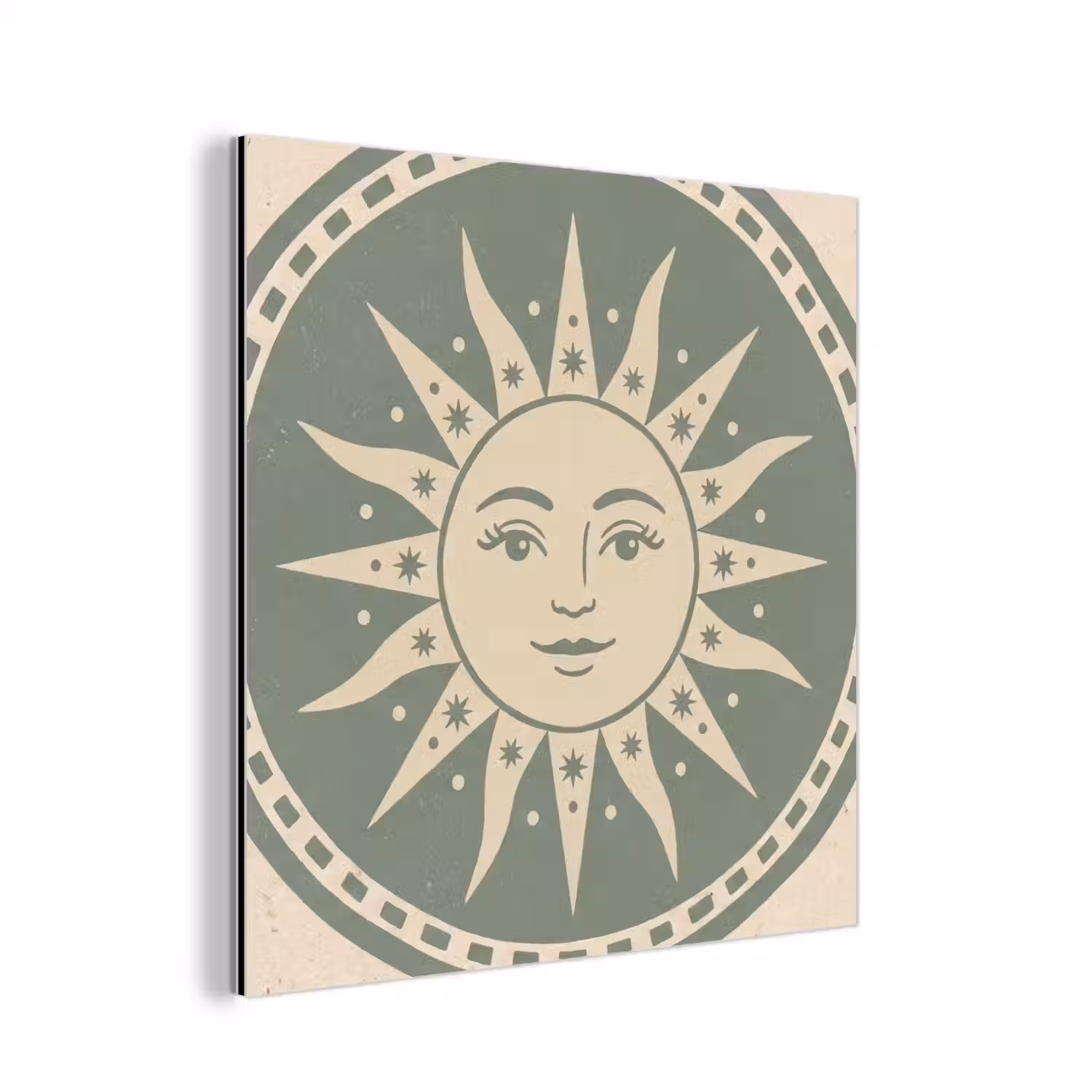 Zon - Sterren - Astrologie - Vintage - Groen aluminium wit klein -3d