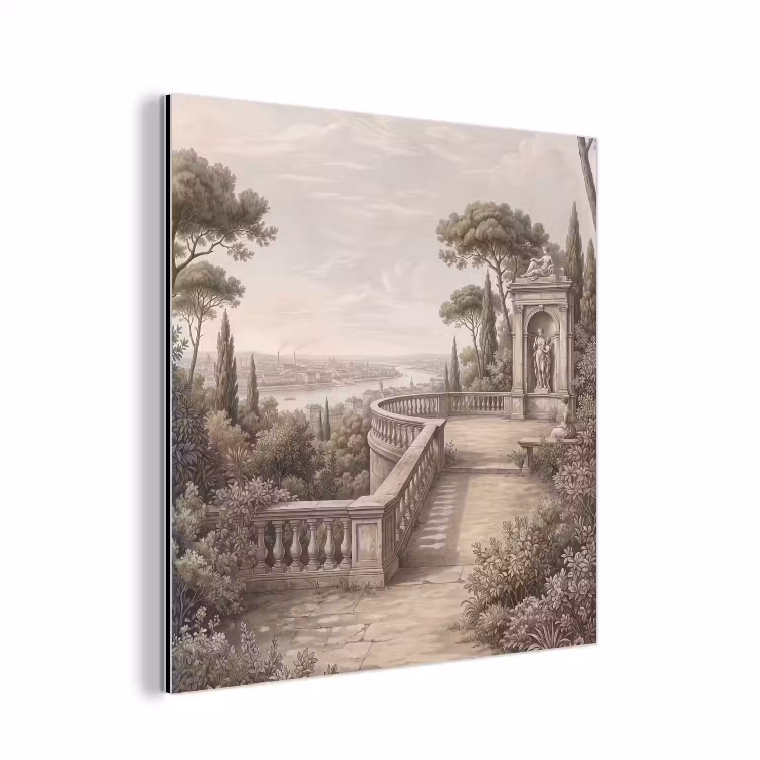 Terras - Stad - Uitzicht - Rivier aluminium wit klein -3d