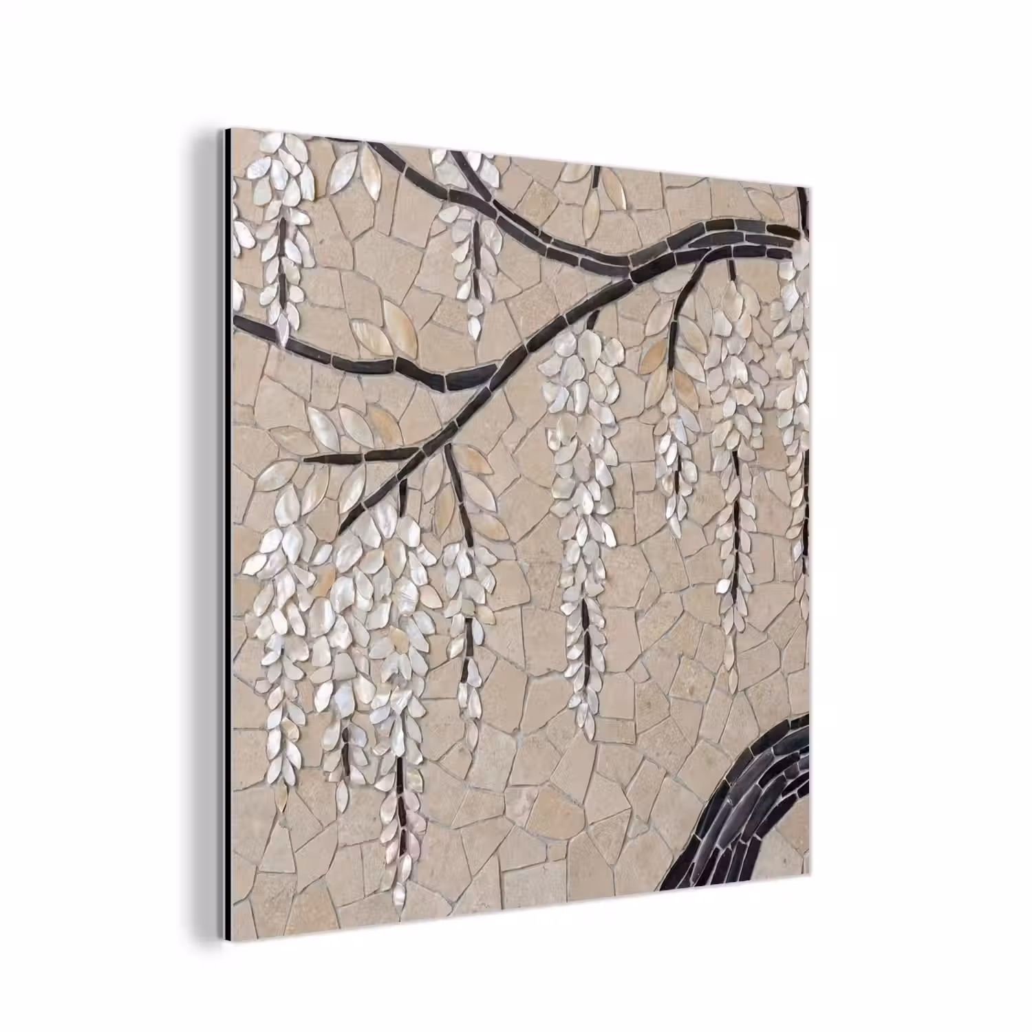 Boom - Bloemen - Mozaïek - Kunst - Wit aluminium wit klein -3d