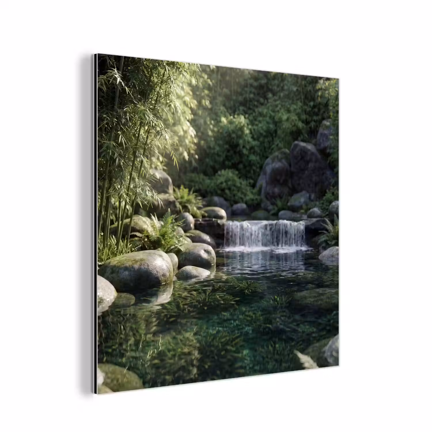 Beek - Waterval - Natuur - Groen aluminium wit klein -3d