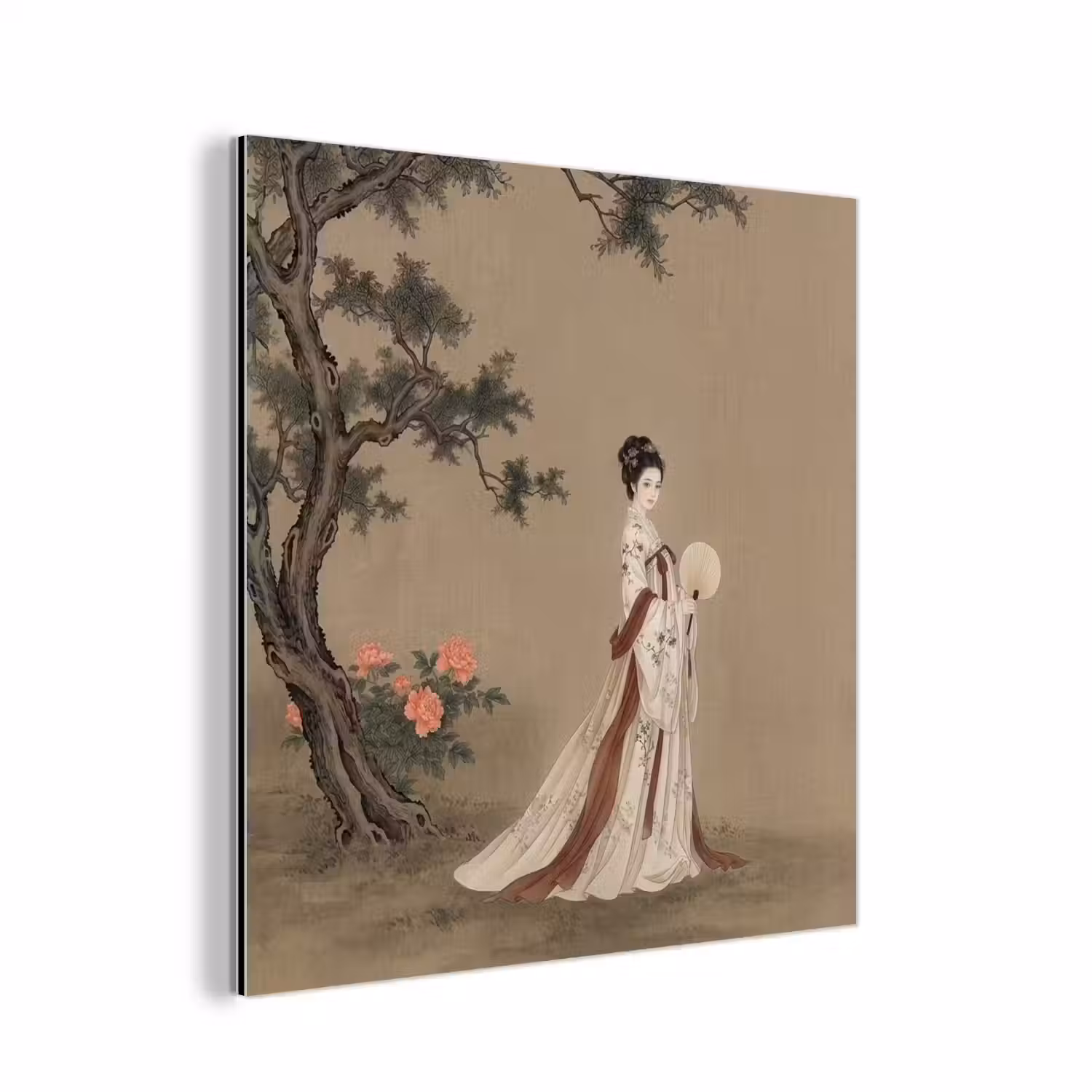 Vrouw - Azië - Kunst - Beige aluminium wit klein -3d