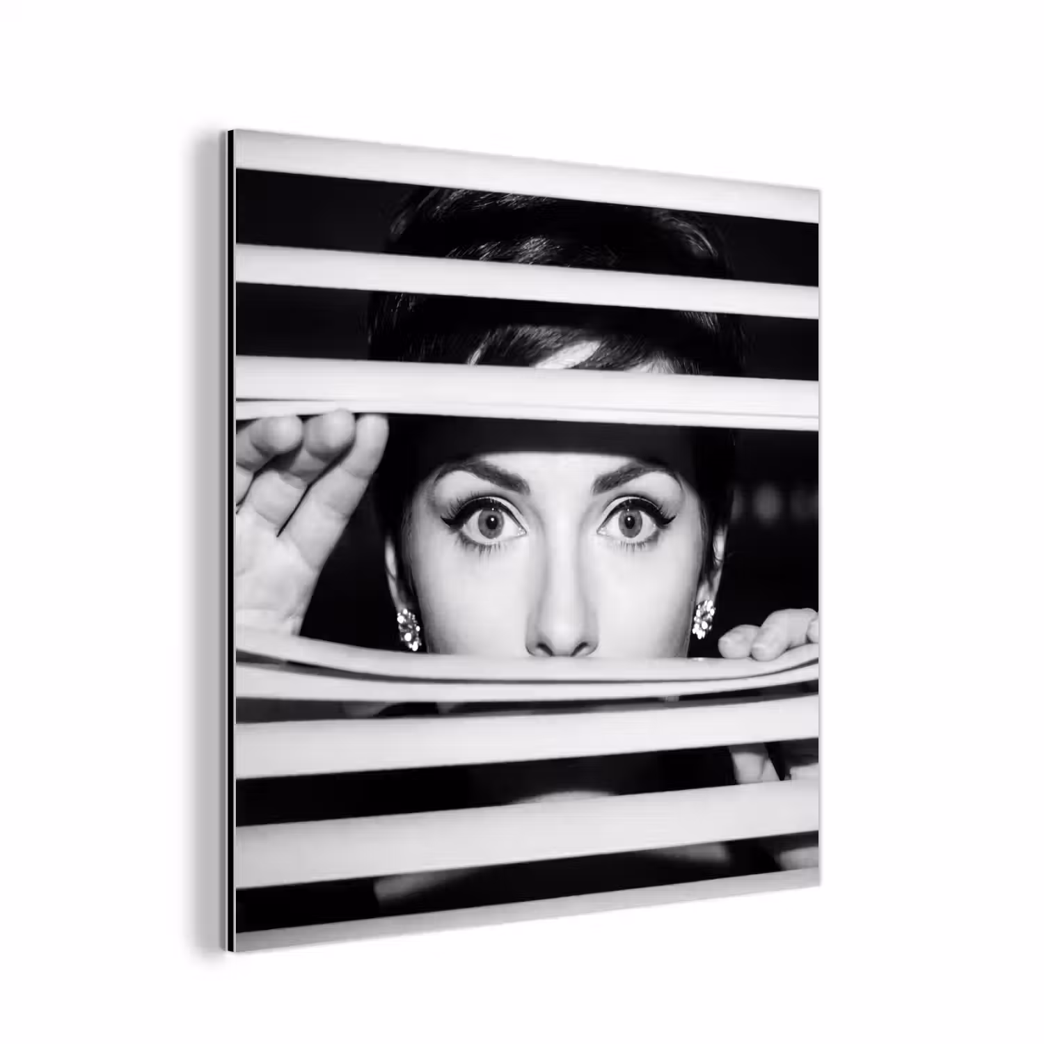 Vrouw - Jaloezieën - Portret - Zwart-wit aluminium wit klein -3d