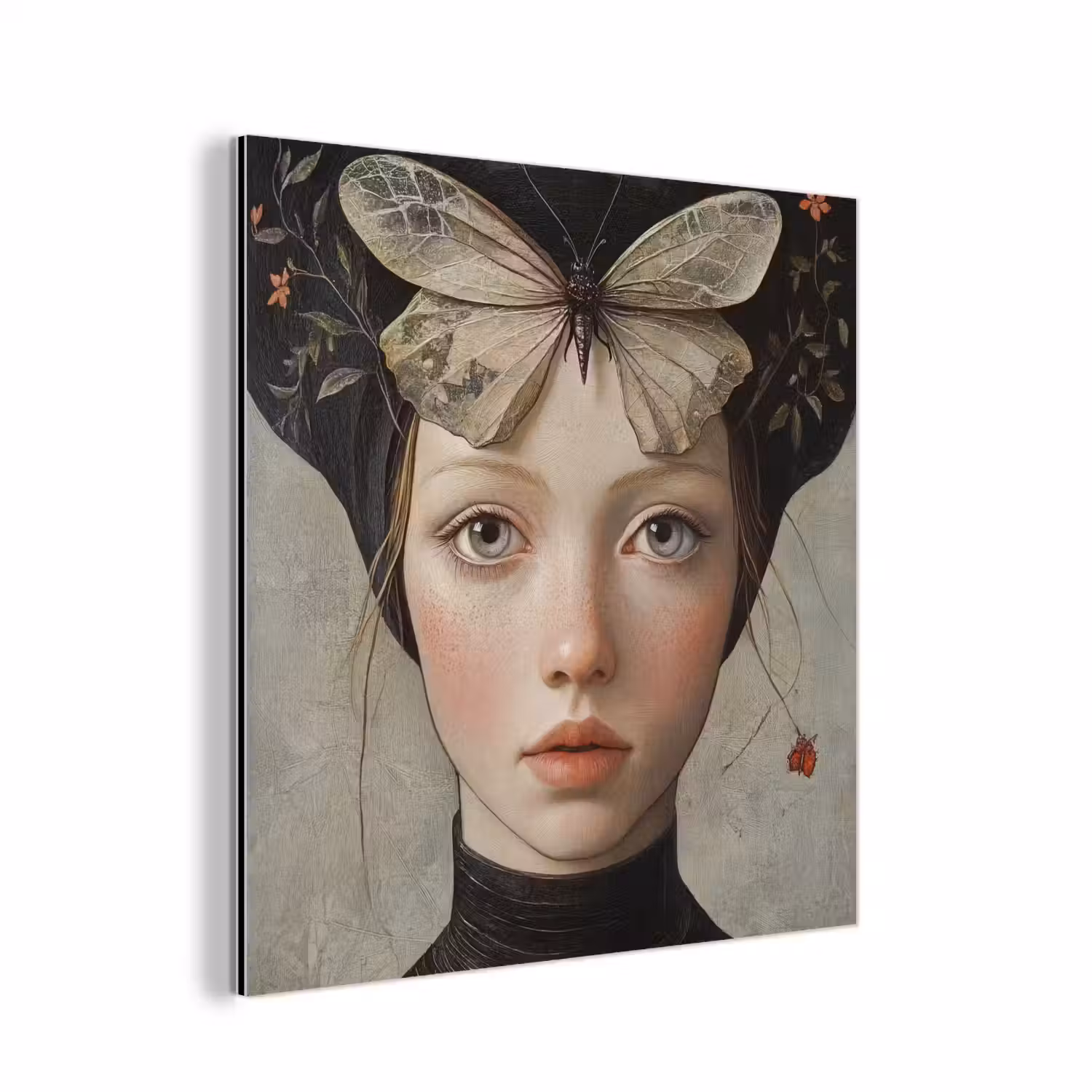 Woman - Butterfly - Art - Classic - Muted aluminium wit klein -3d