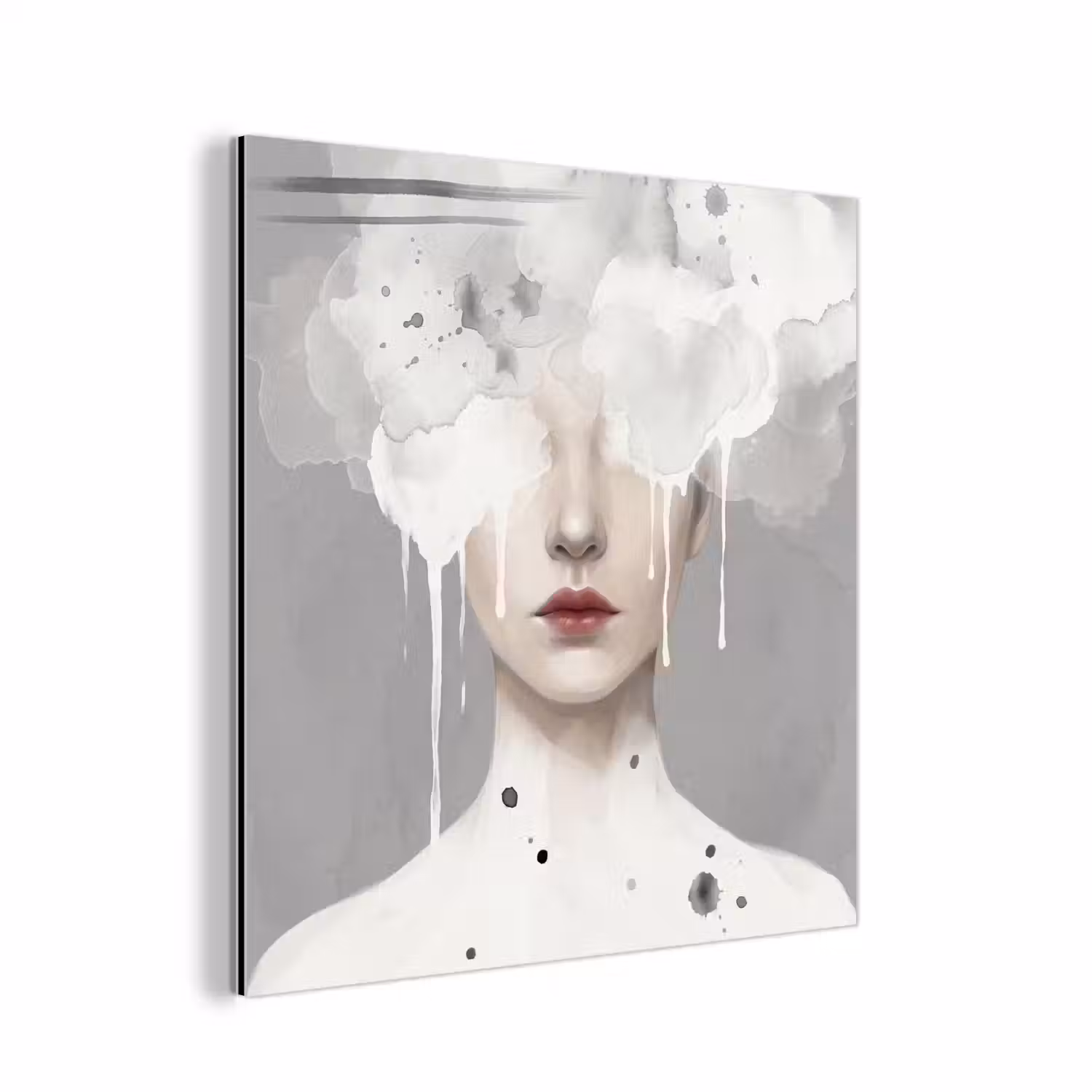 Vrouw - Wolk - Grijs aluminium wit klein -3d