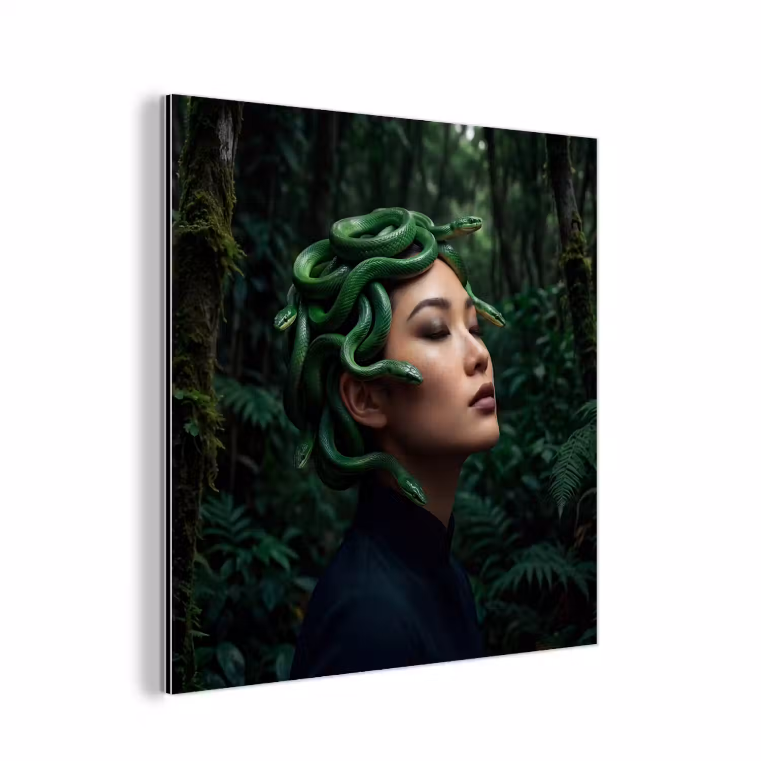 Vrouw - Slang - Natuur - Mystiek - Groen aluminium wit klein -3d