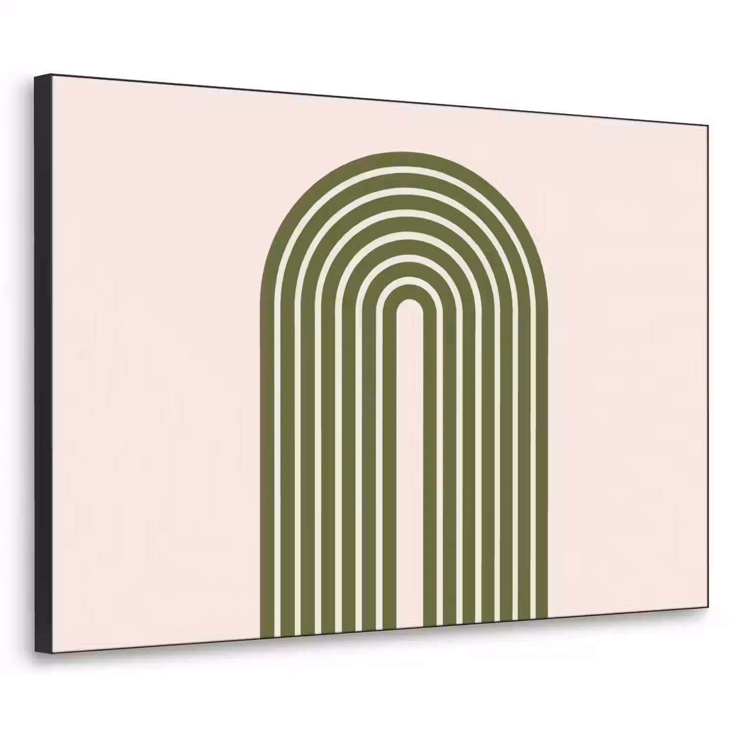 Abstract - Bogen - Modern - Groen - Kunst Textielframe zwart klein -3d
