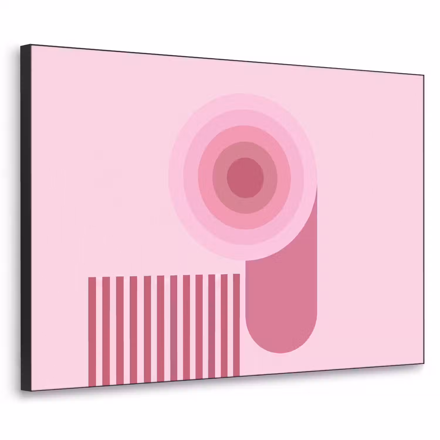 Abstract - Cirkels - Strepen - Modern - Roze Textielframe zwart klein -3d