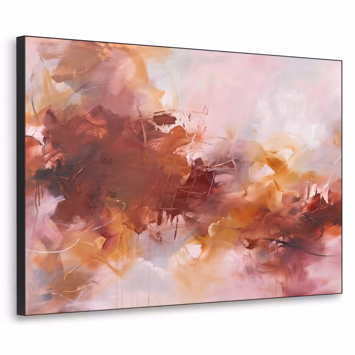 Abstract - Kleurrijk - Kunst - Modern - Roze-Rood Textielframe zwart klein -3d